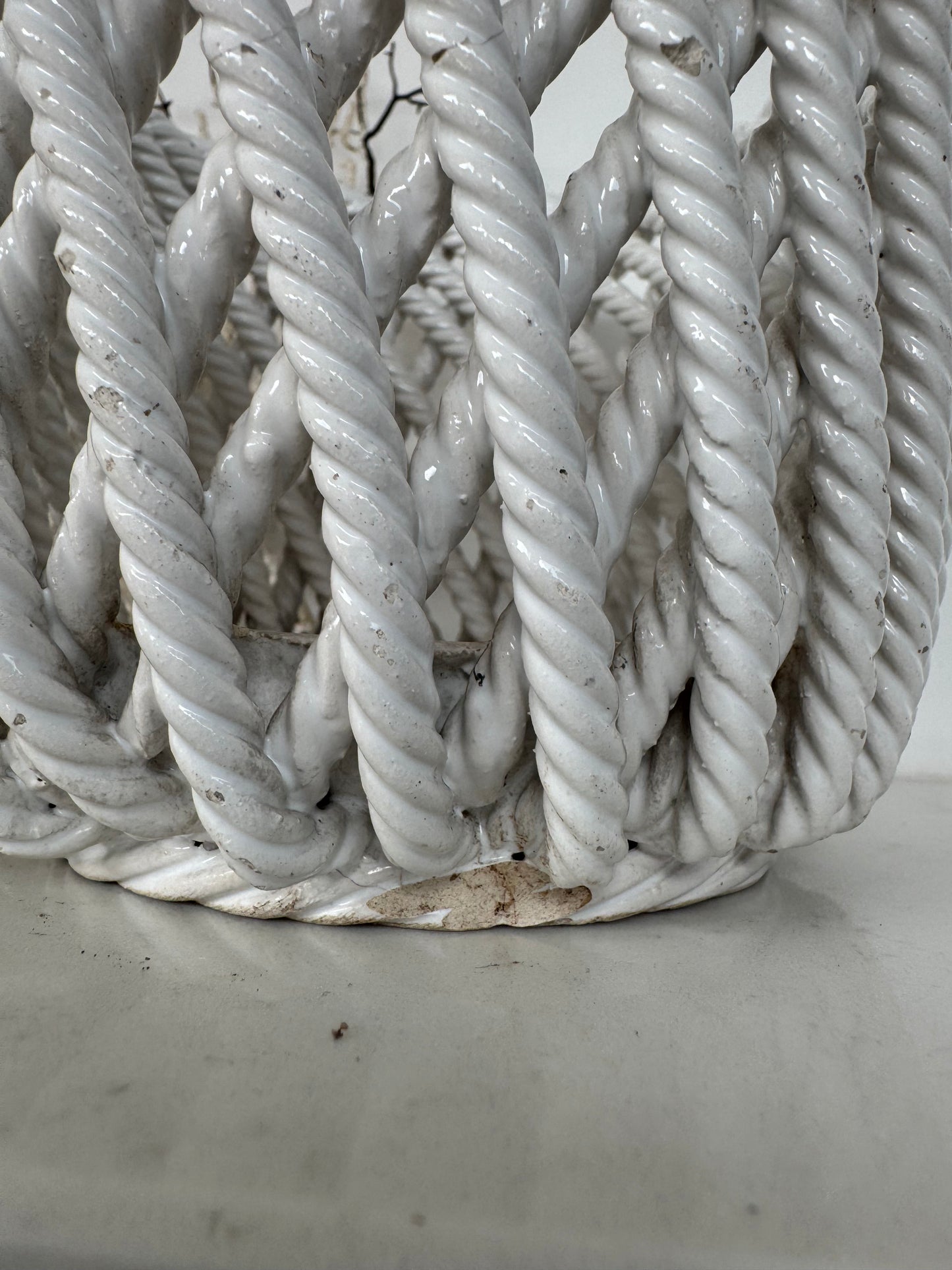Vintage Portuguese Ceramic Rope Planter