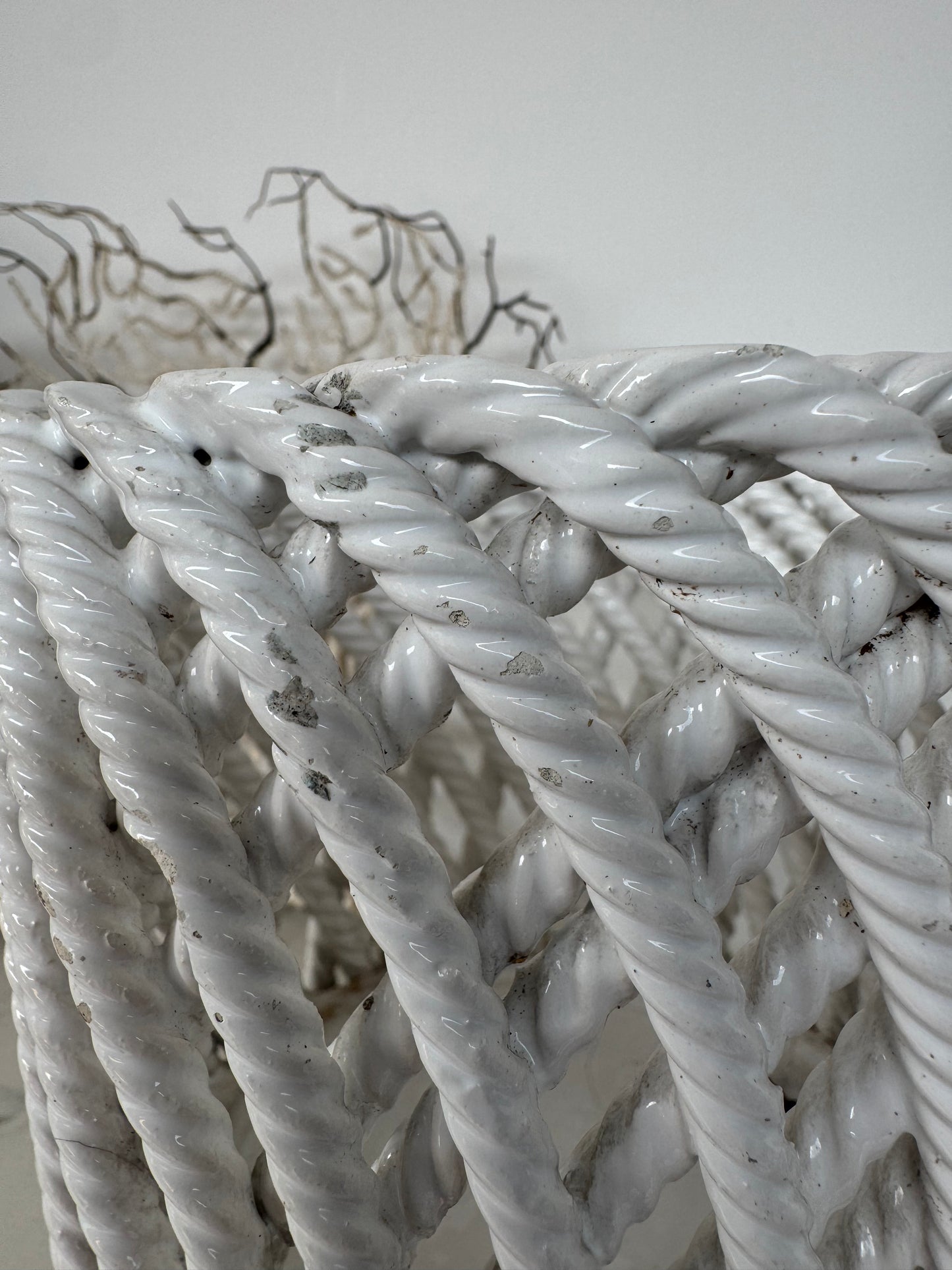 Vintage Portuguese Ceramic Rope Planter