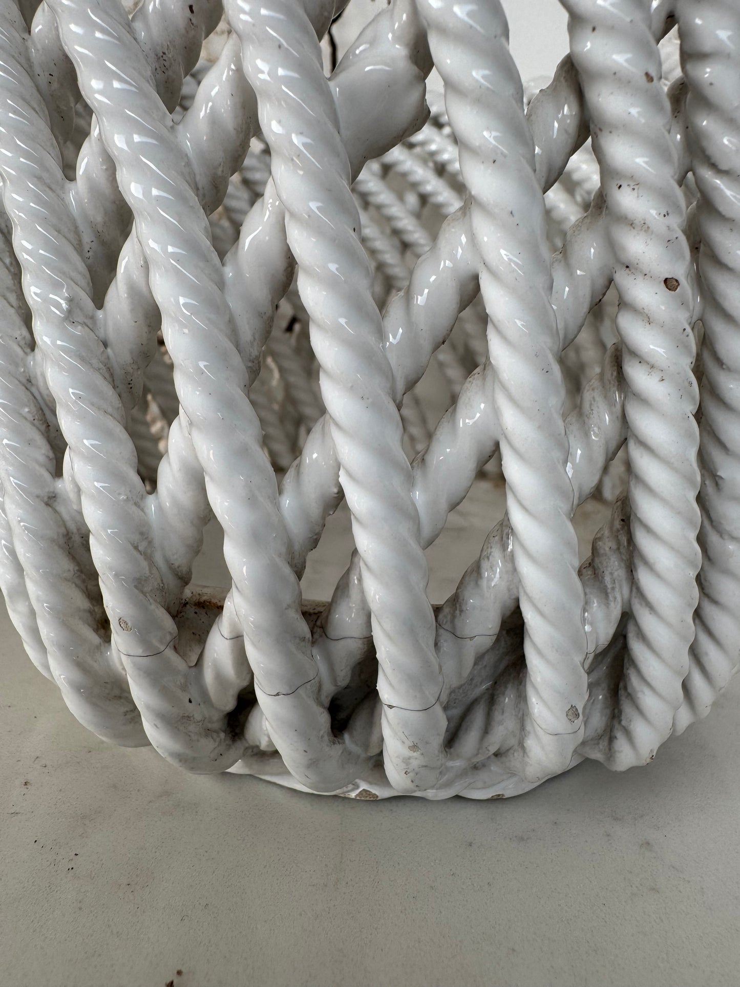 Vintage Portuguese Ceramic Rope Planter