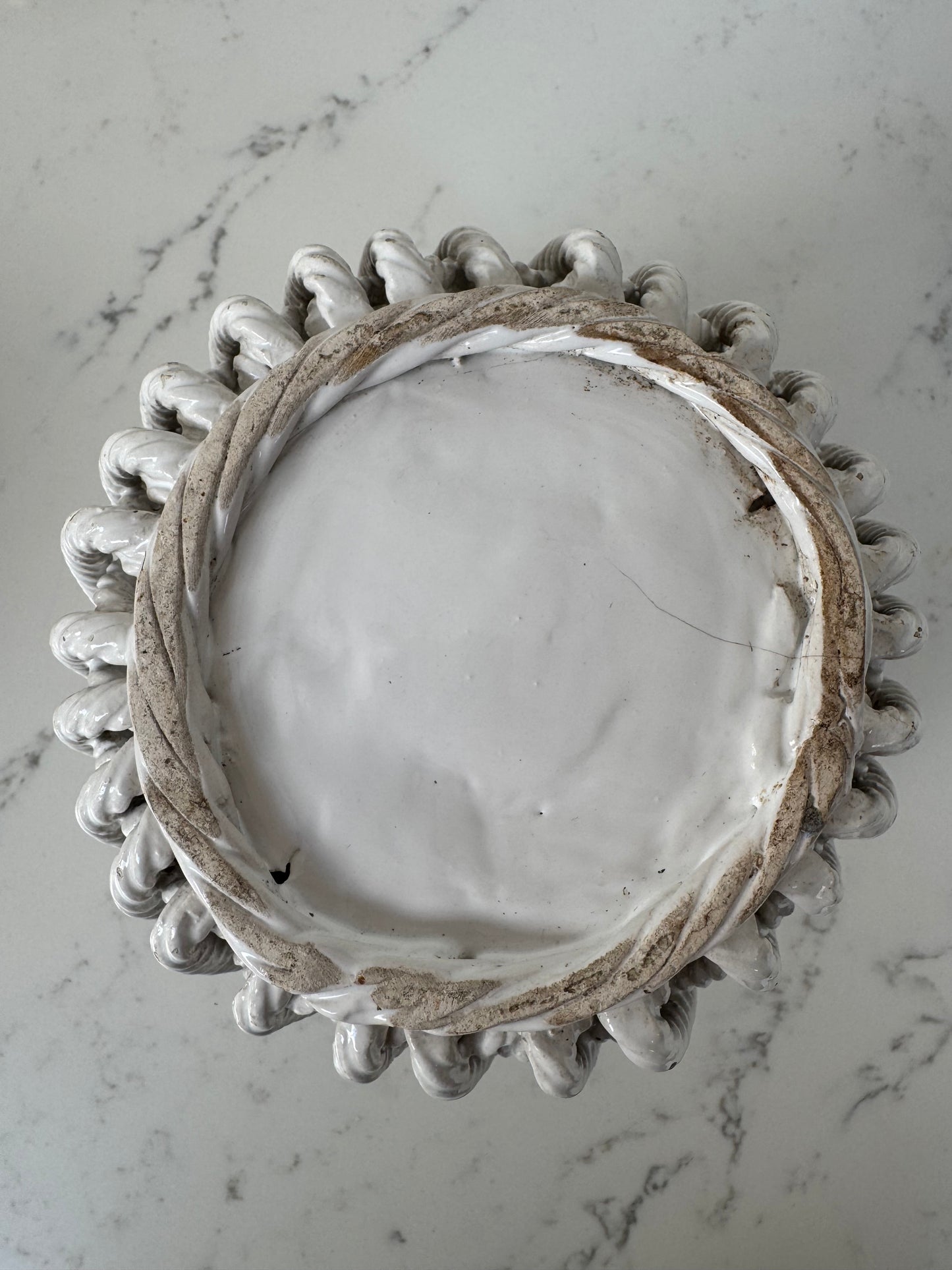 Vintage Portuguese Ceramic Rope Planter