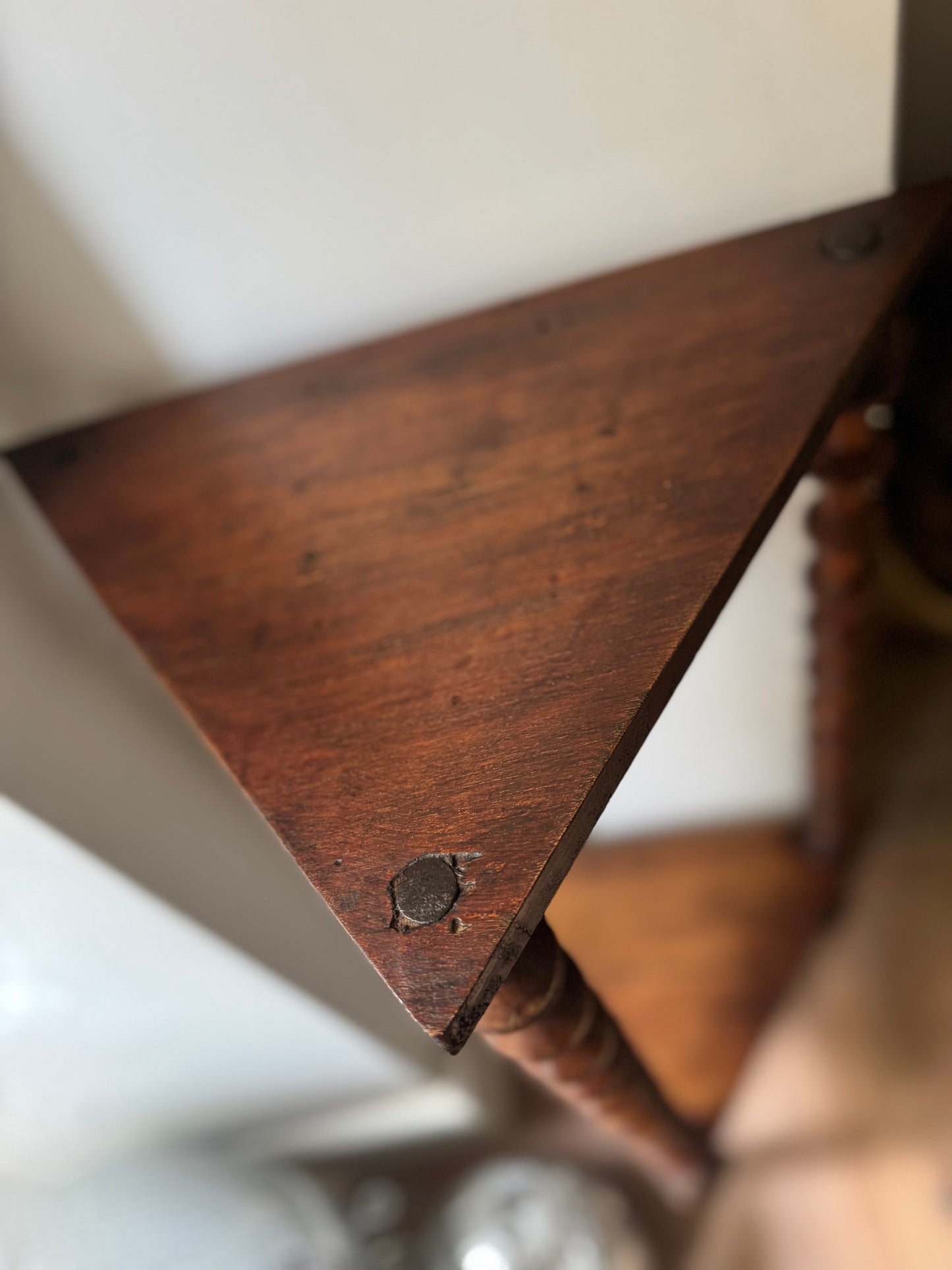 Vintage French Folk Art Bobbin Spool Side Table