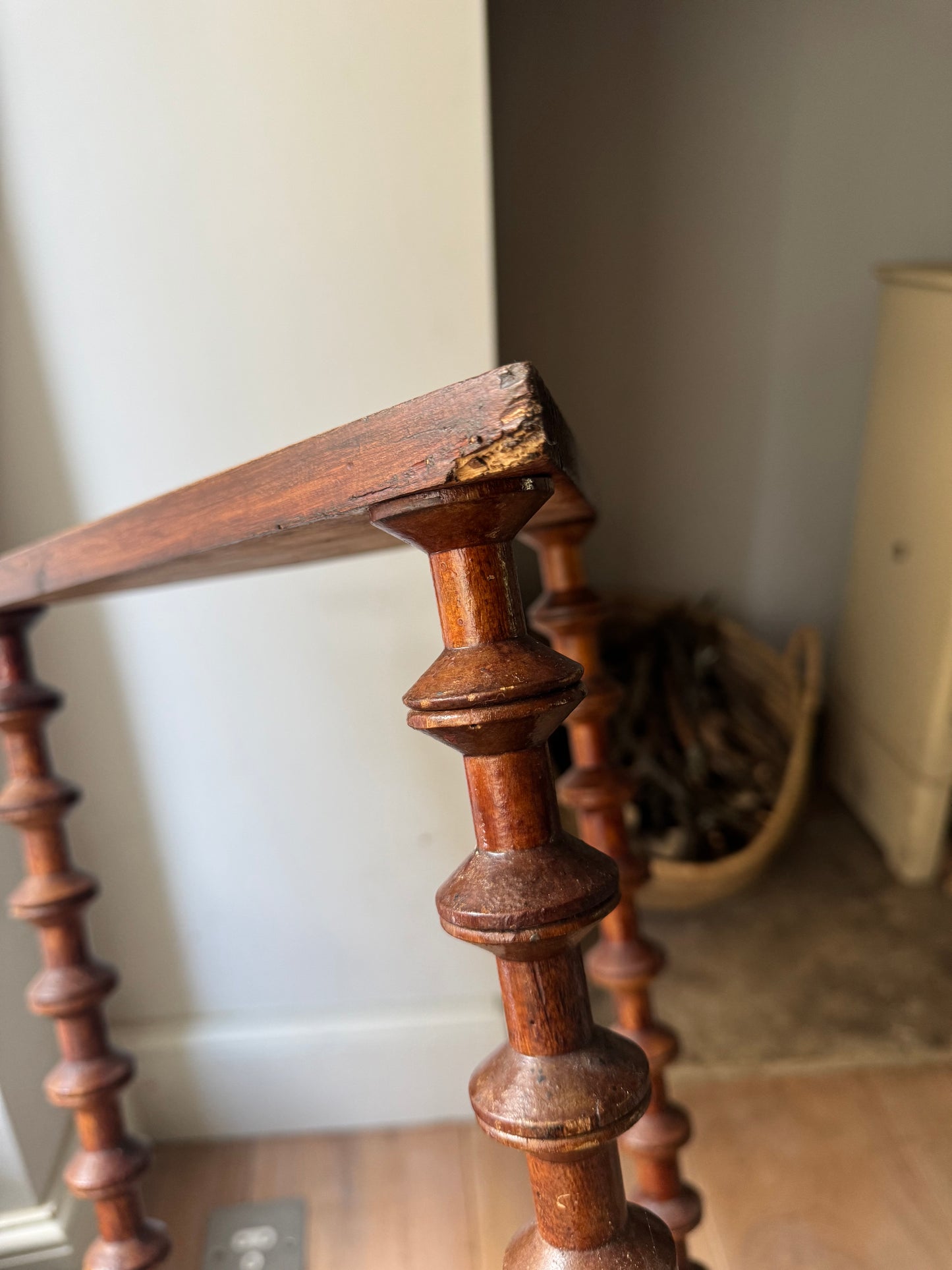 Vintage French Folk Art Bobbin Spool Side Table