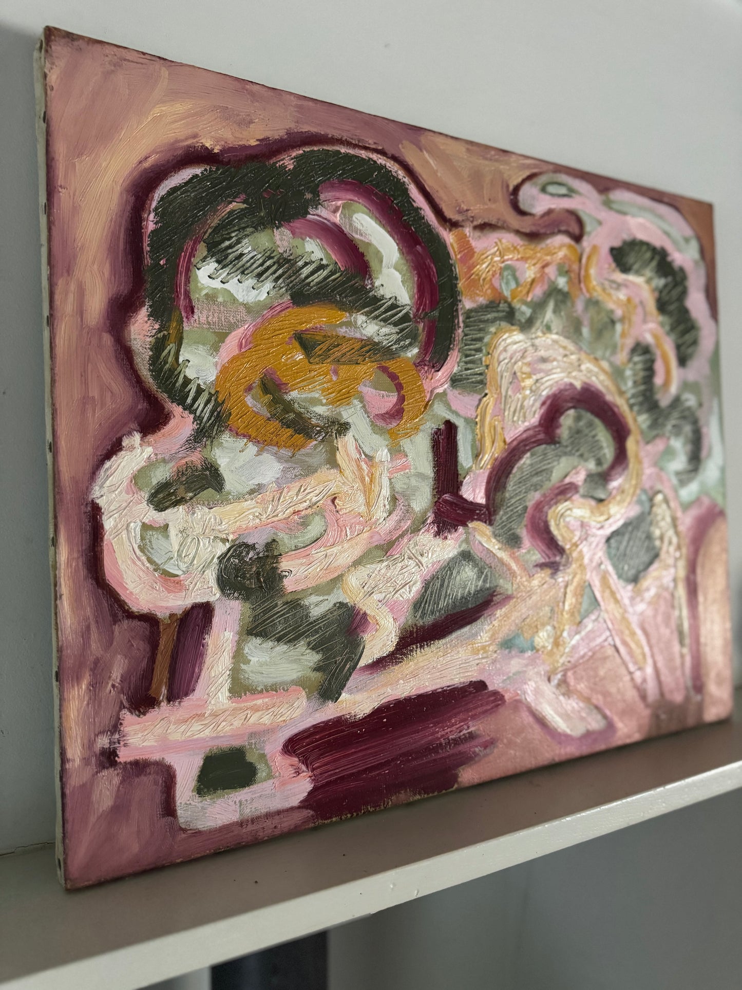 Mid Century Expressive Abstract By G Pelissier Oil On Canvas