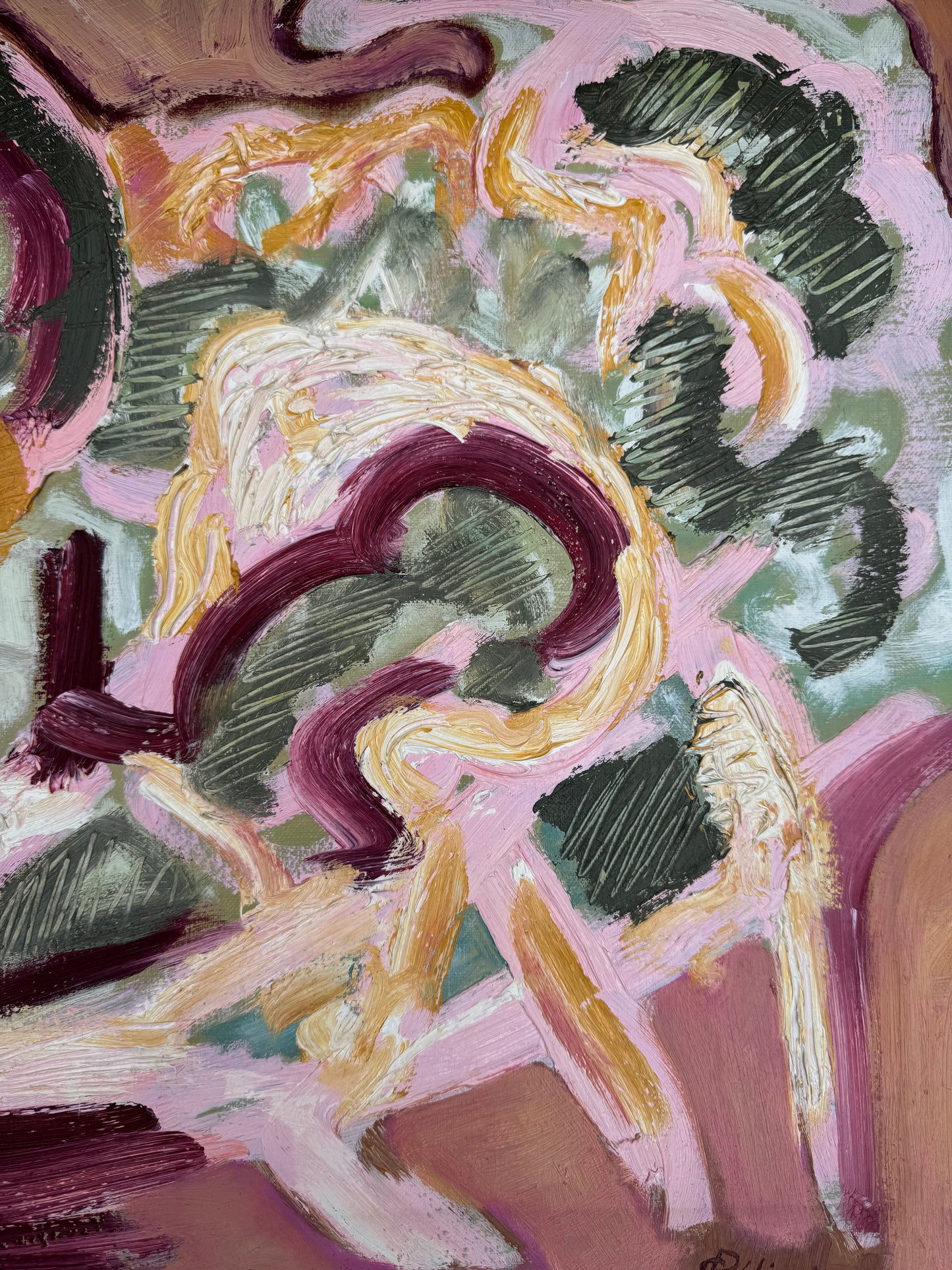 Mid Century Expressive Abstract By G Pelissier Oil On Canvas
