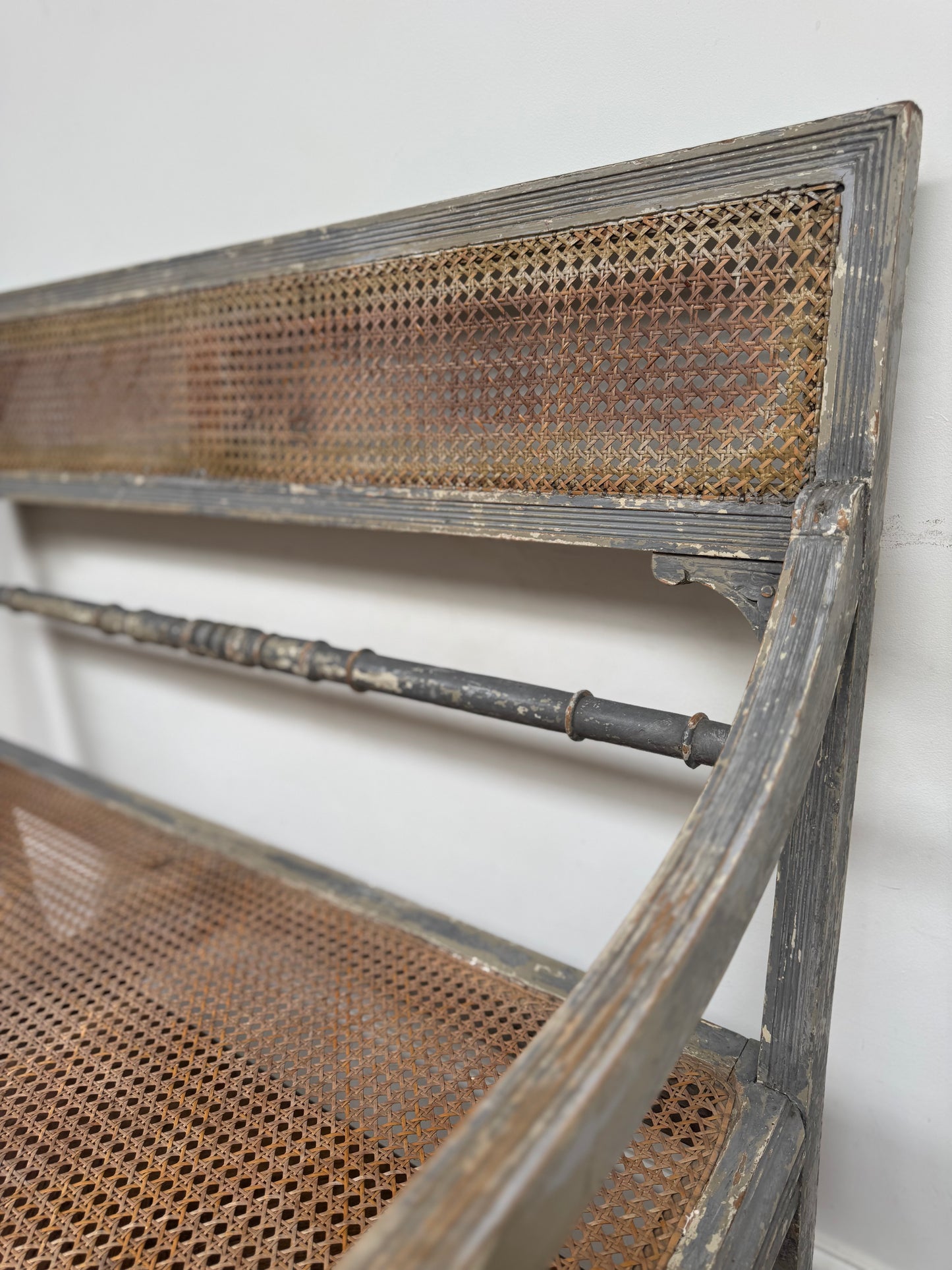 Antique Louis XVI Style Caned Bench