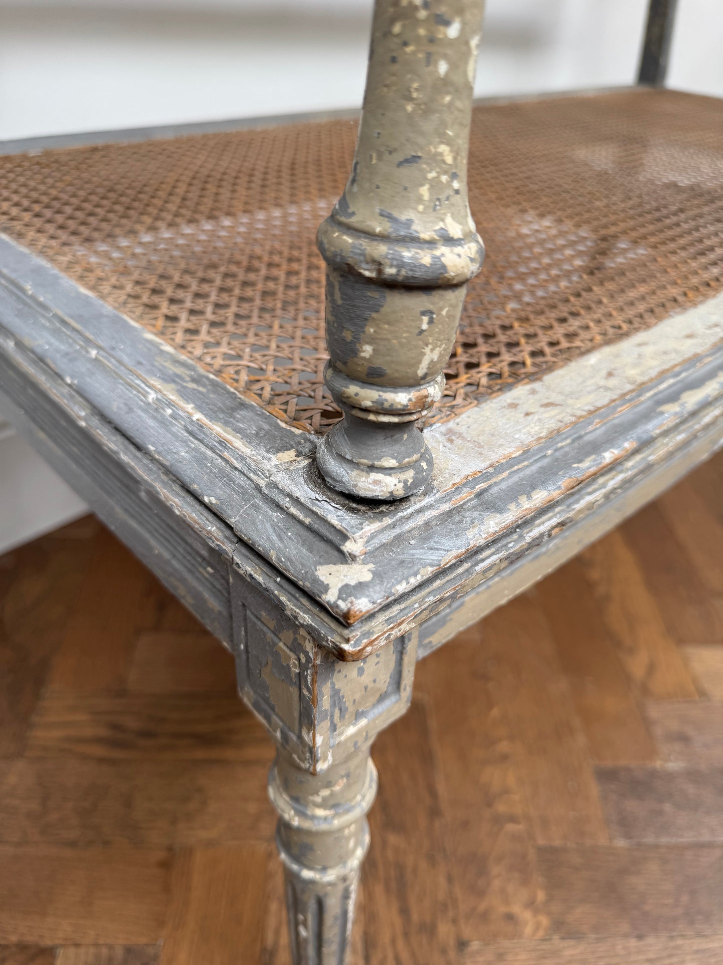 Antique Louis XVI Style Caned Bench
