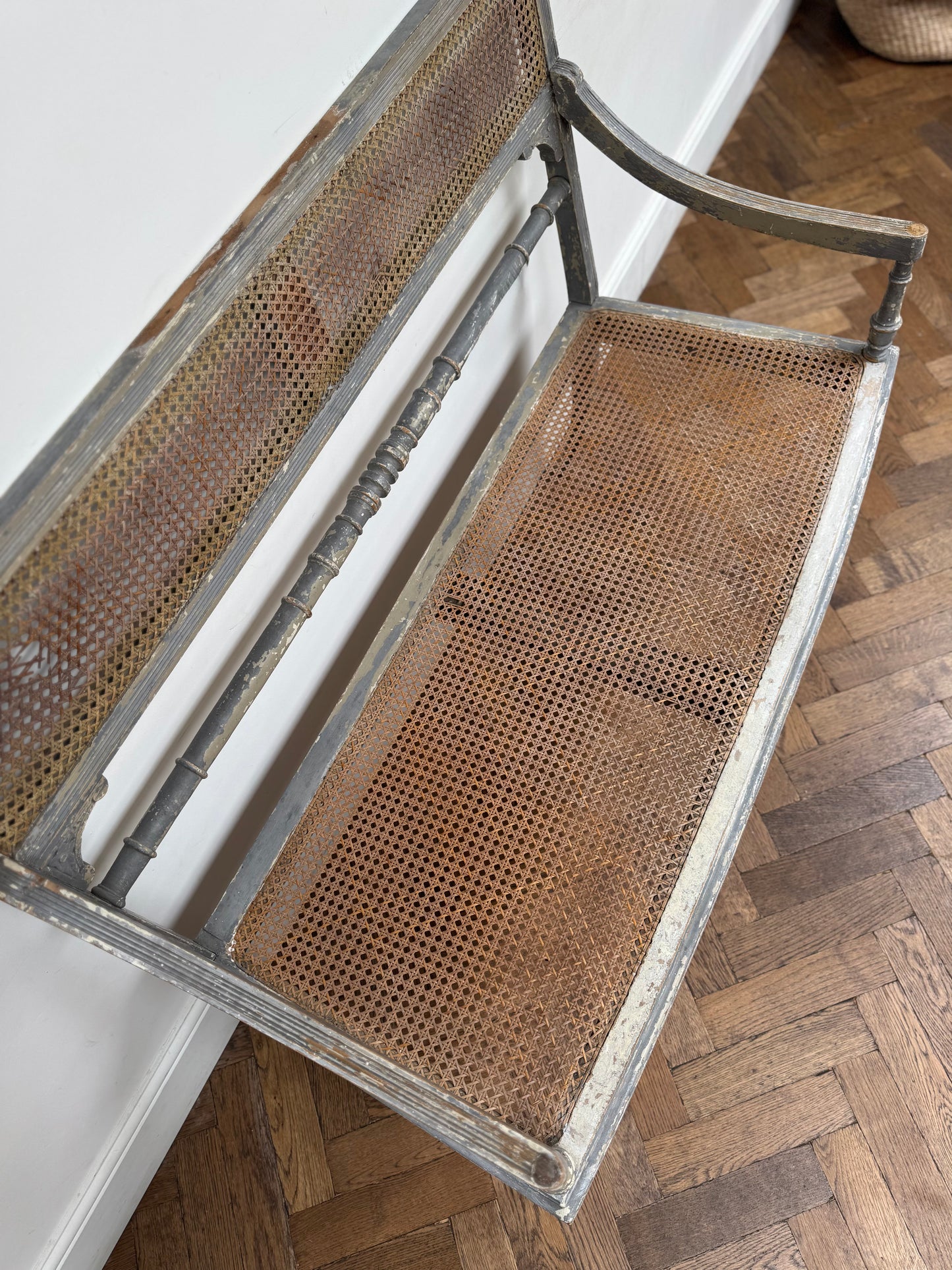 Antique Louis XVI Style Caned Bench