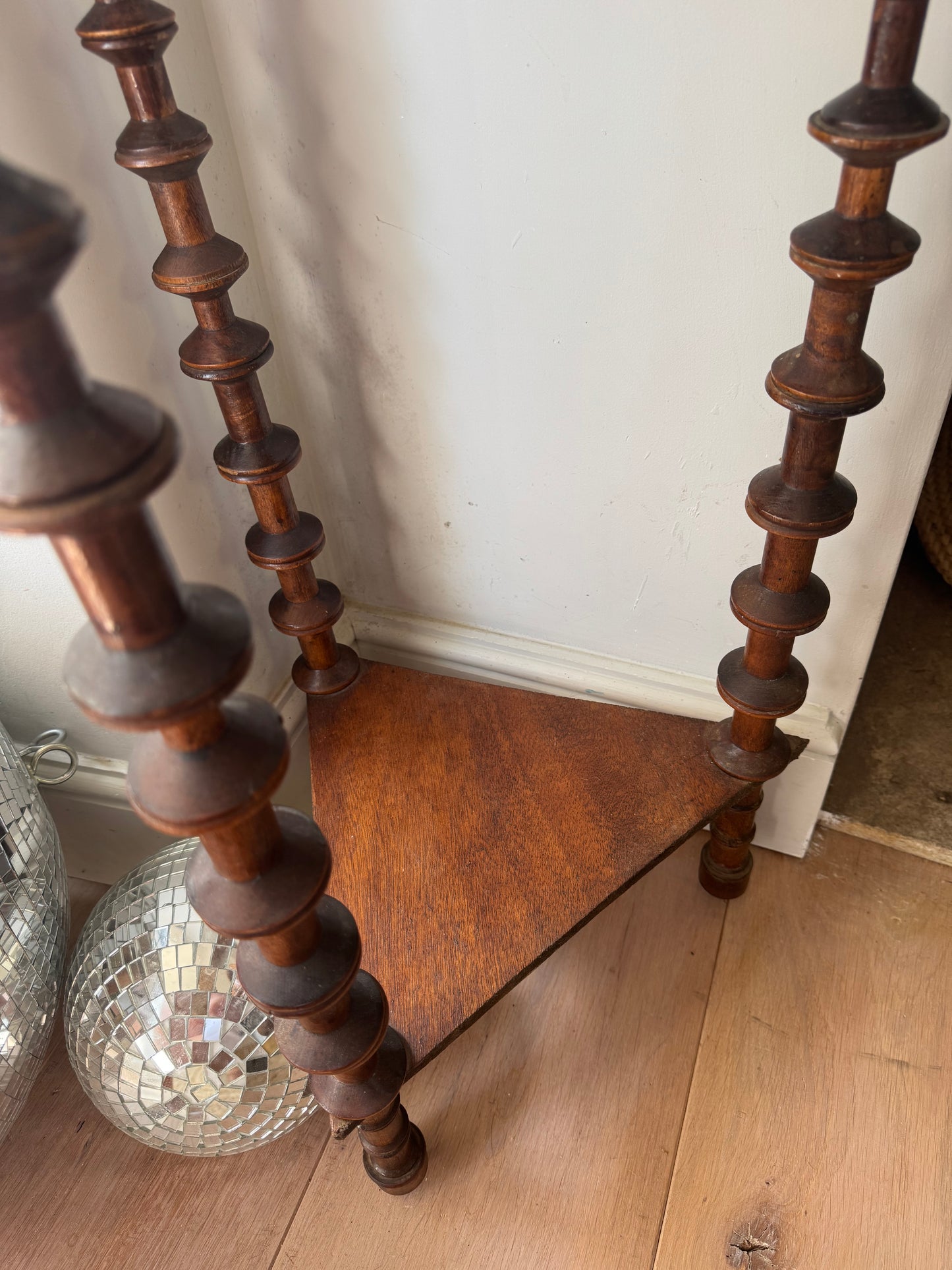 Vintage French Folk Art Bobbin Spool Side Table
