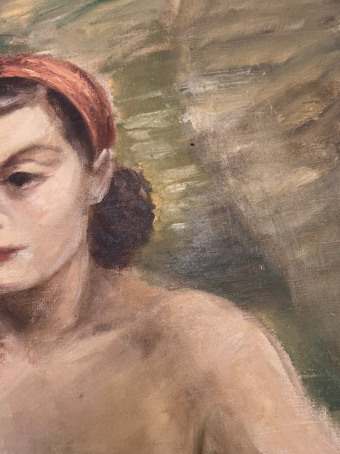 Mid Century Nude Oil On Canvas