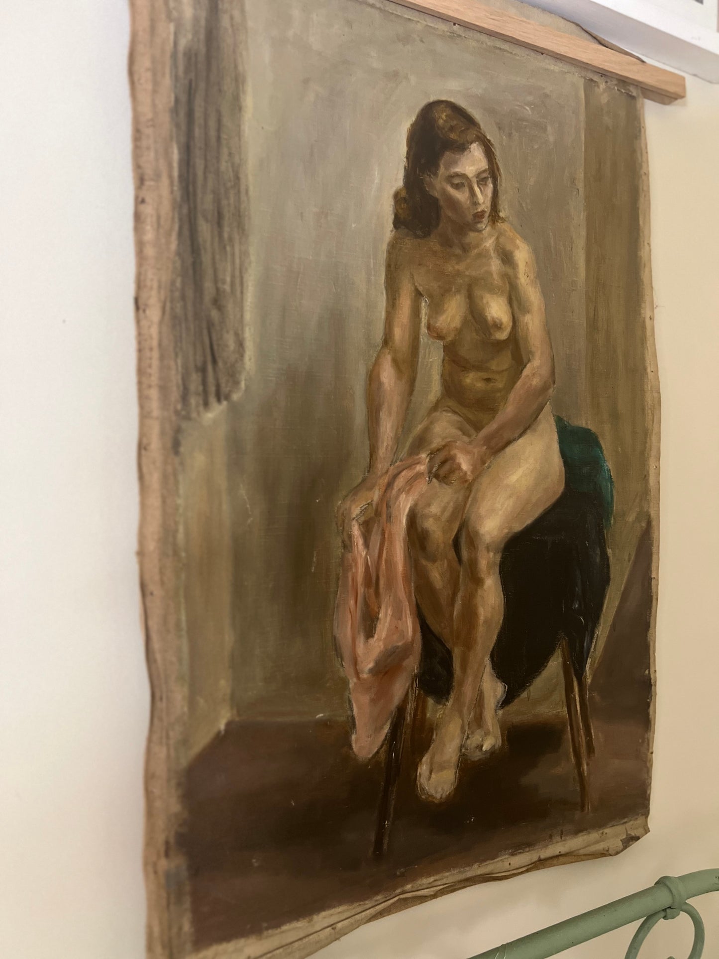Mid Century Nude Oil On Canvas