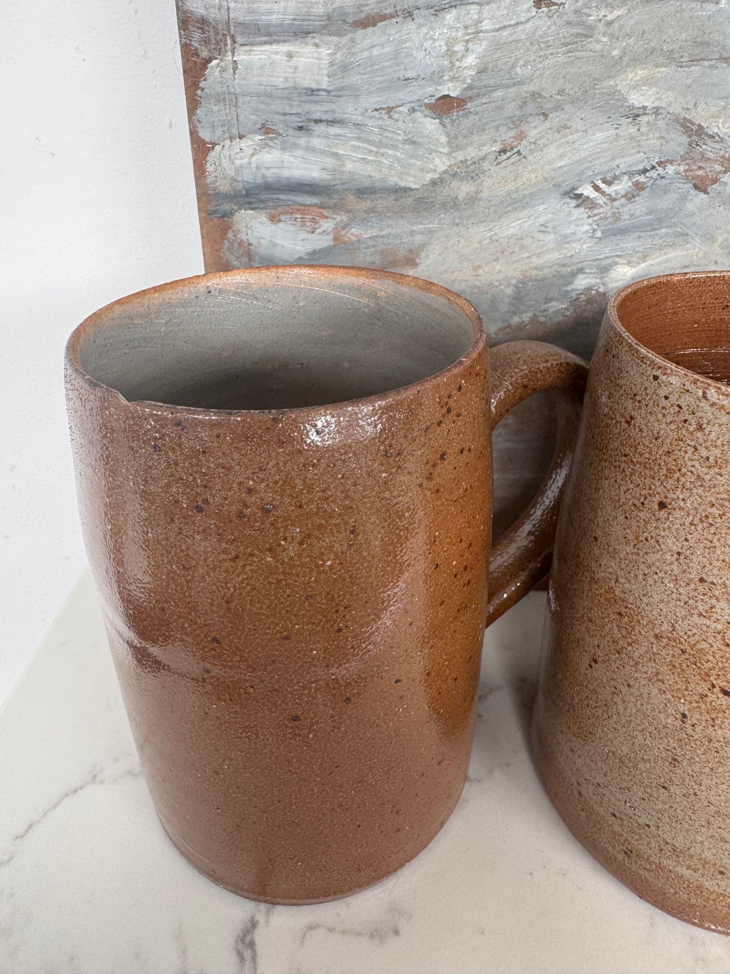 Set Of 5 Vintage French Stoneware Mugs