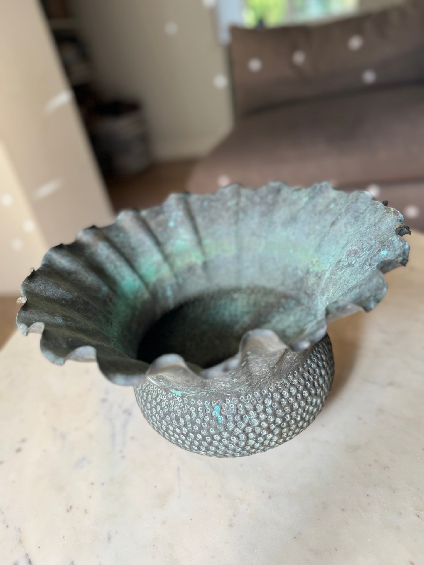 Vintage Hammered Metal Vase With Beautiful Patina