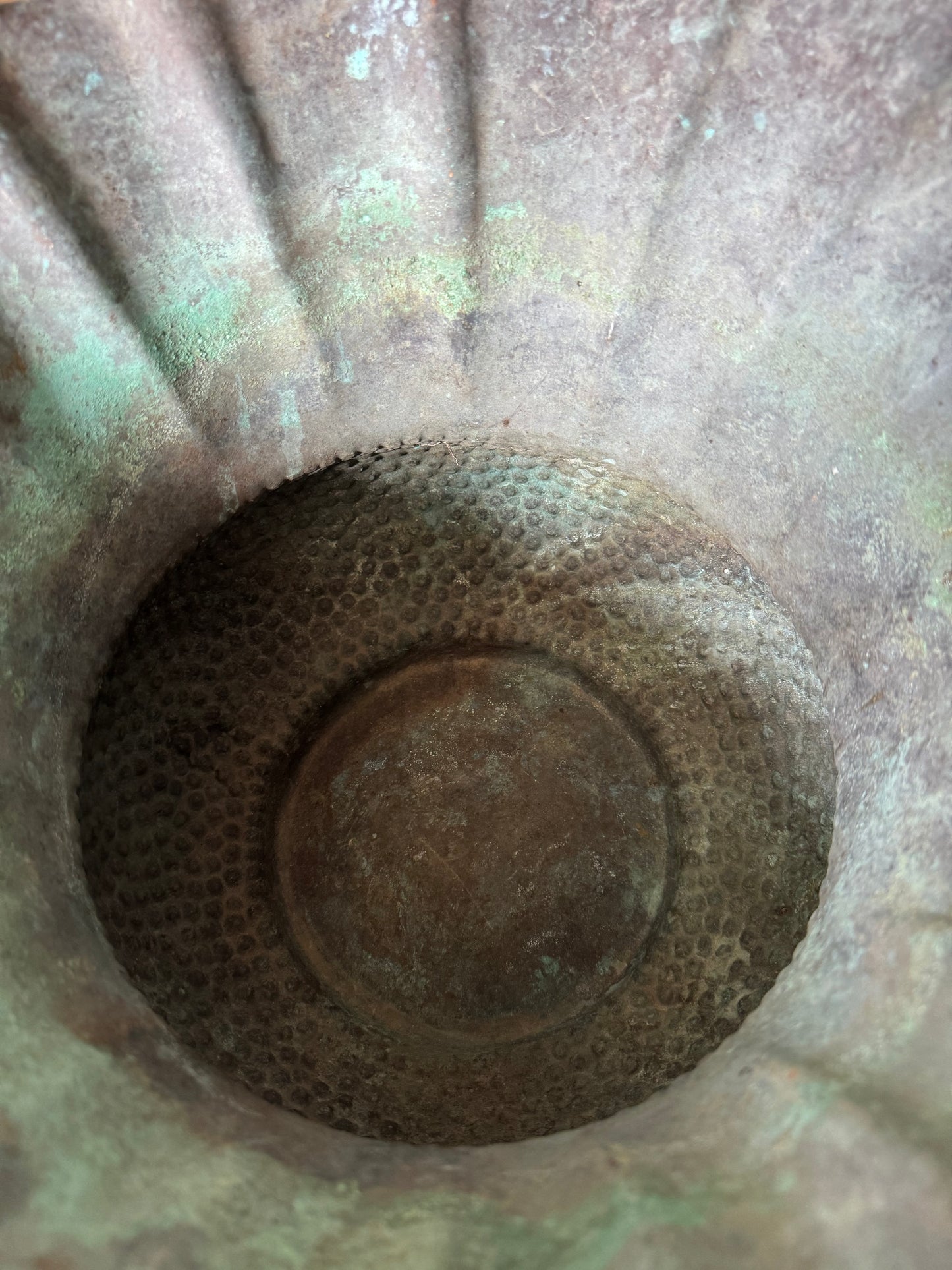 Vintage Hammered Metal Vase With Beautiful Patina