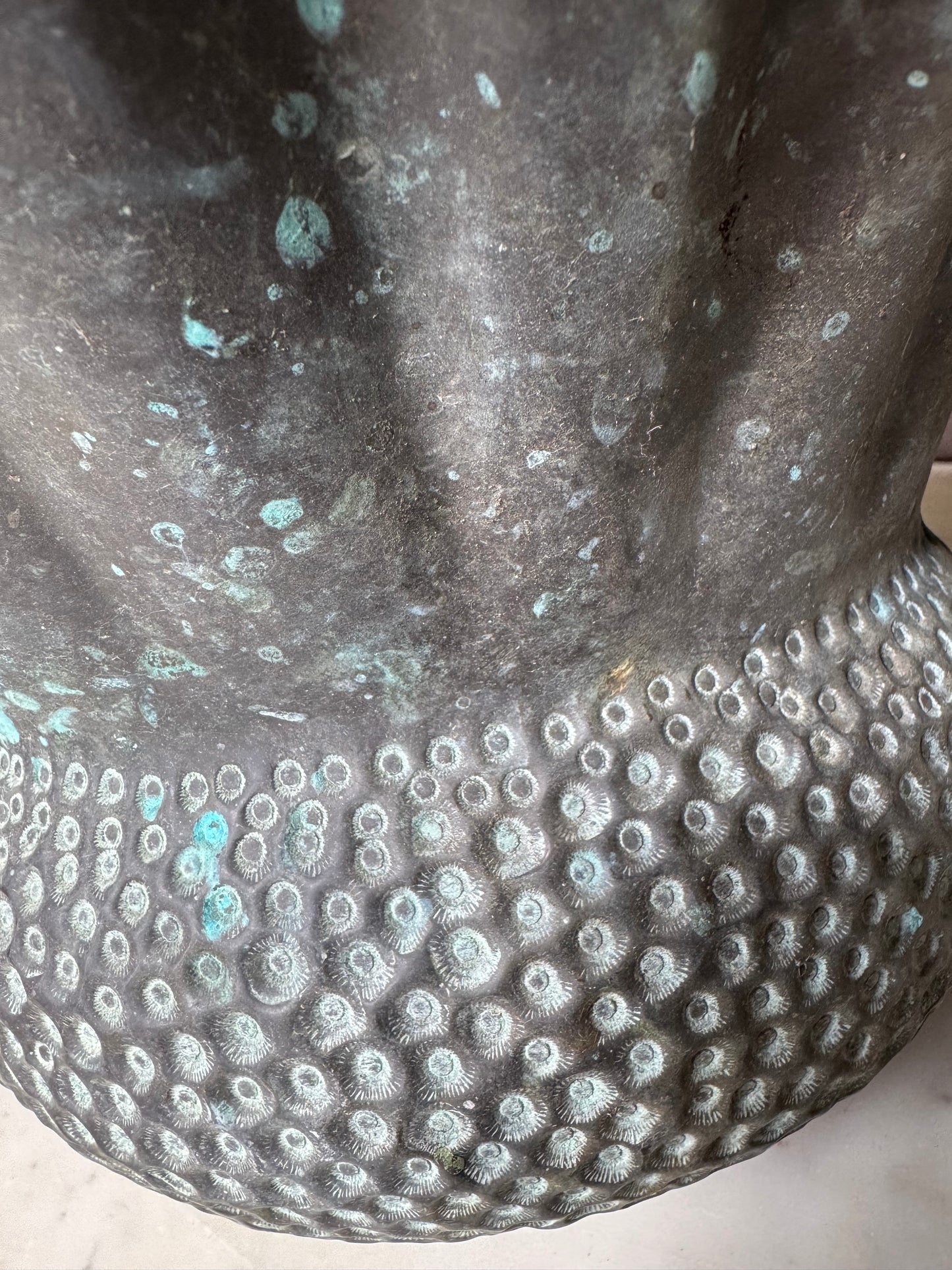 Vintage Hammered Metal Vase With Beautiful Patina