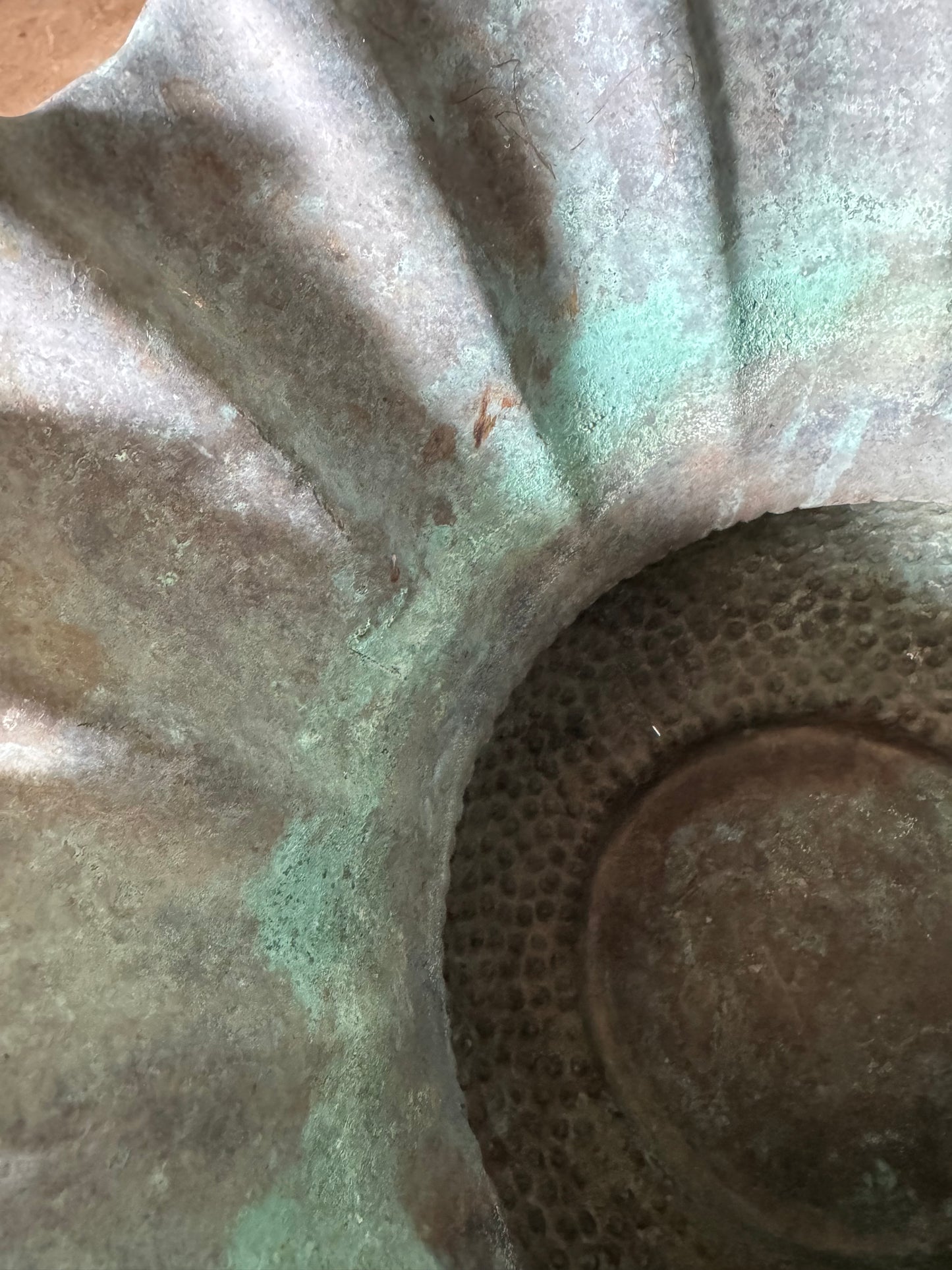 Vintage Hammered Metal Vase With Beautiful Patina
