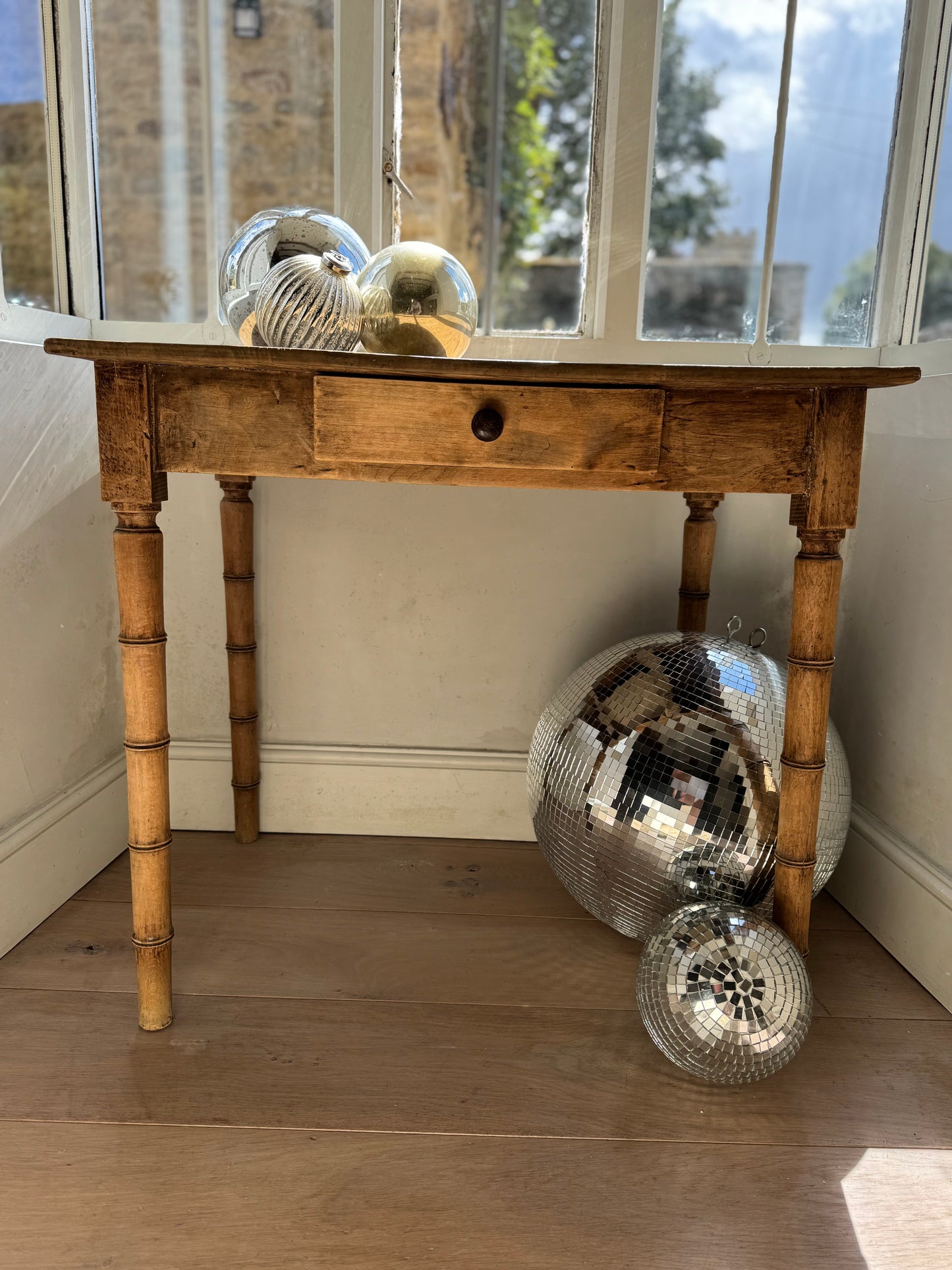 Antique French Faux Bamboo Side Table