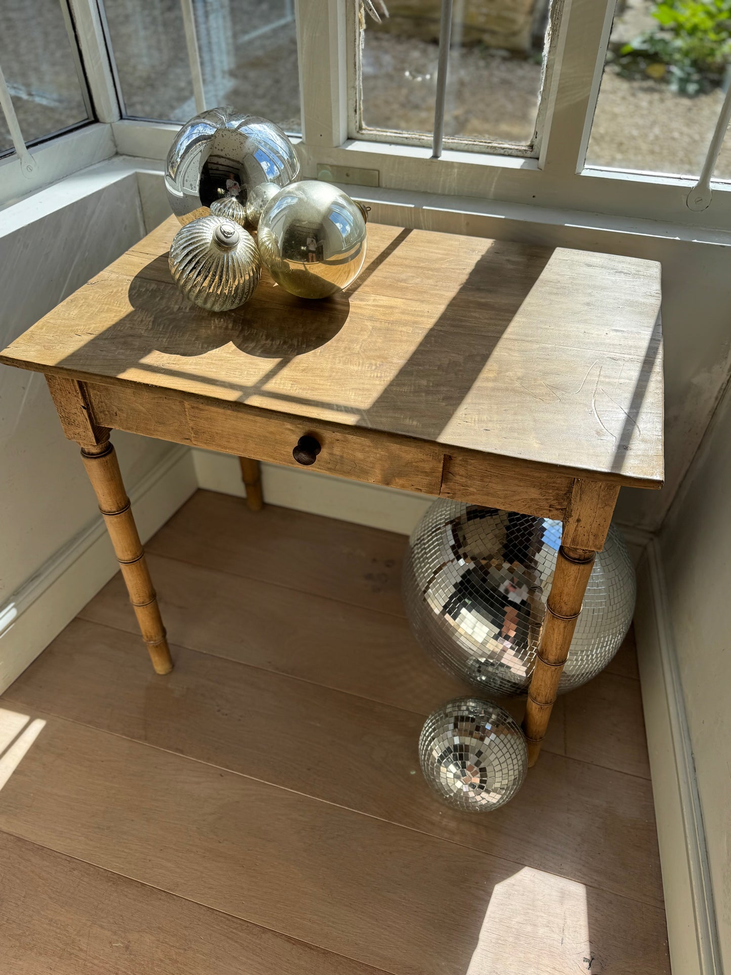 Antique French Faux Bamboo Side Table