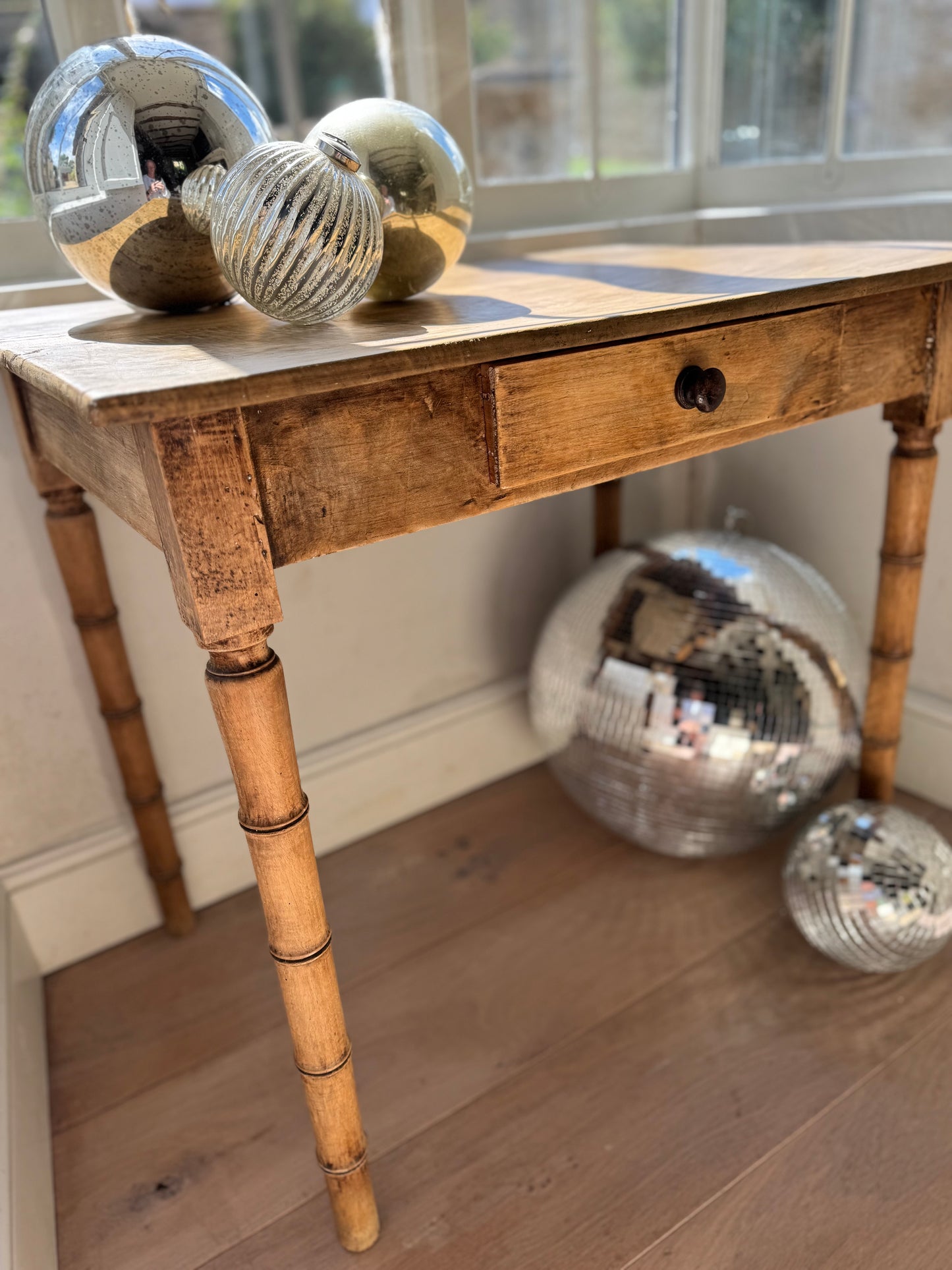 Antique French Faux Bamboo Side Table