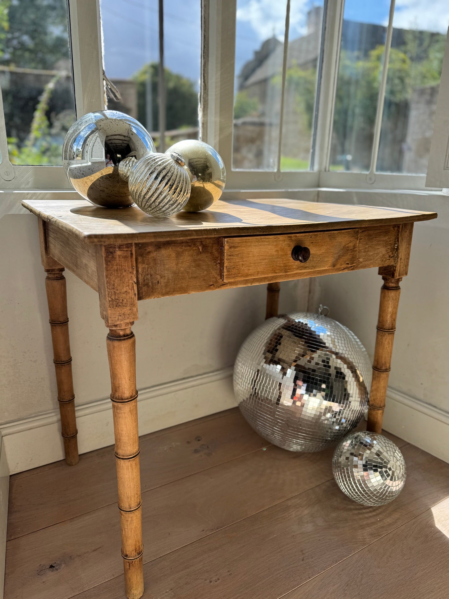 Antique French Faux Bamboo Side Table