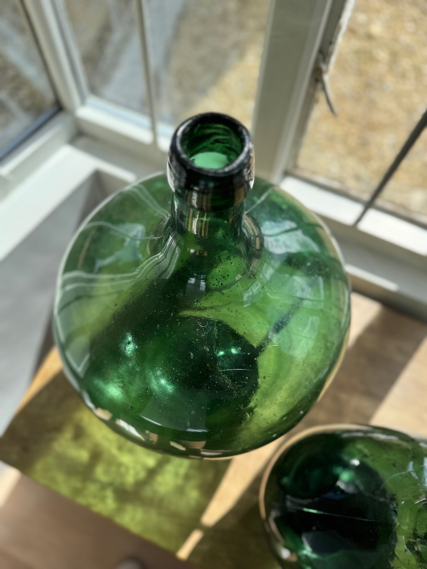 Pair Of Handblown Vintage Glass Carboys Bottles
