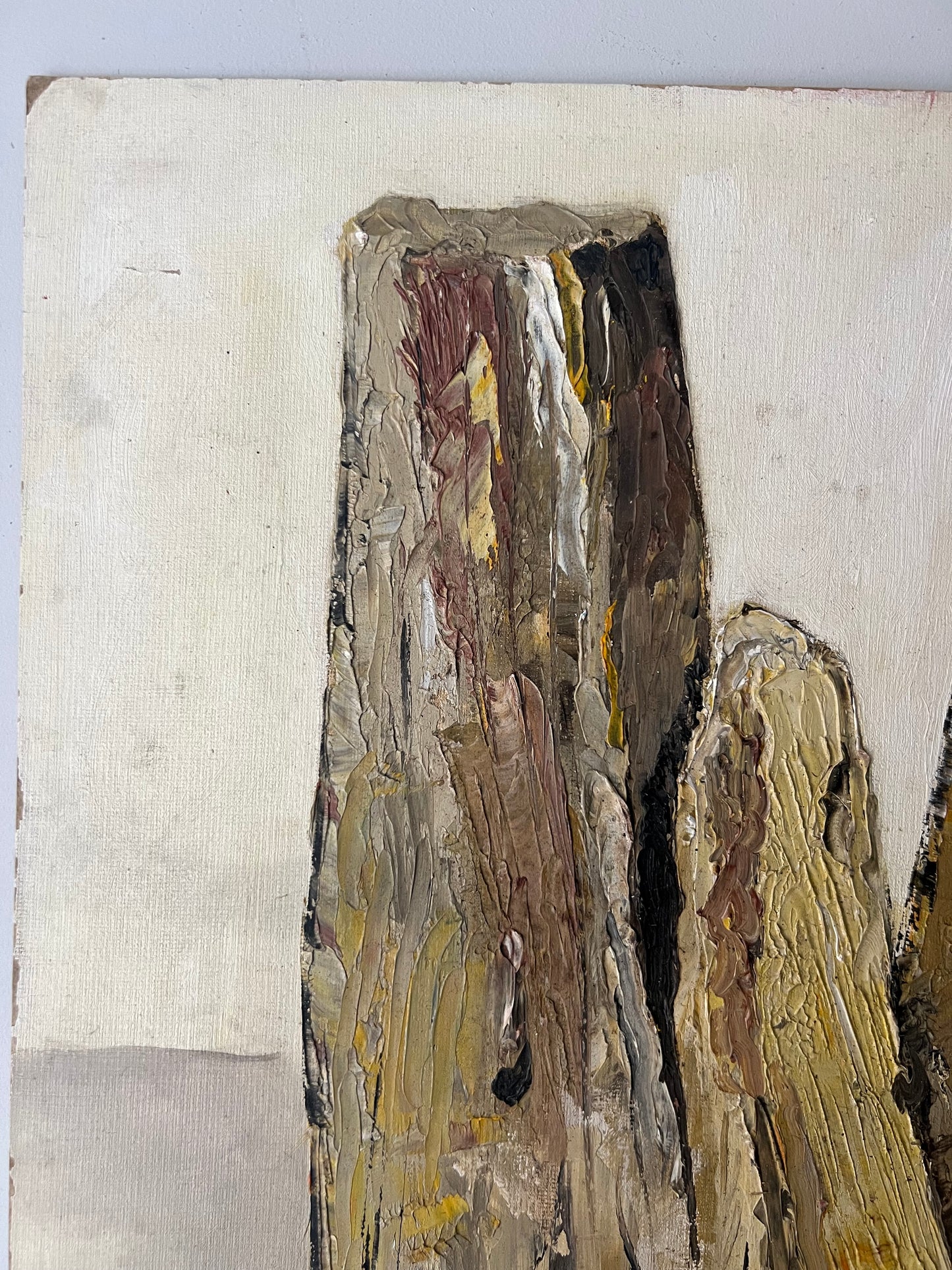 Vintage Mid Century Impasto Still Life Acrylic On Board