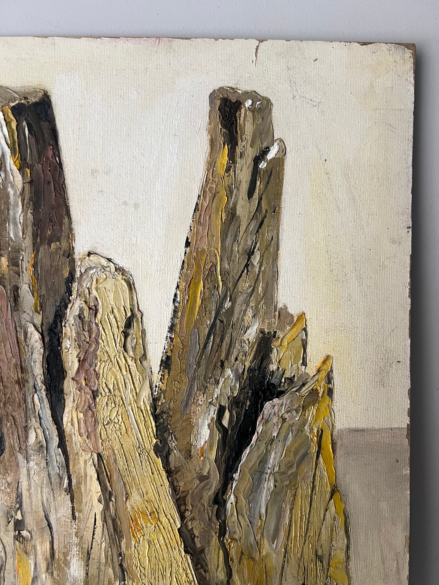 Vintage Mid Century Impasto Still Life Acrylic On Board