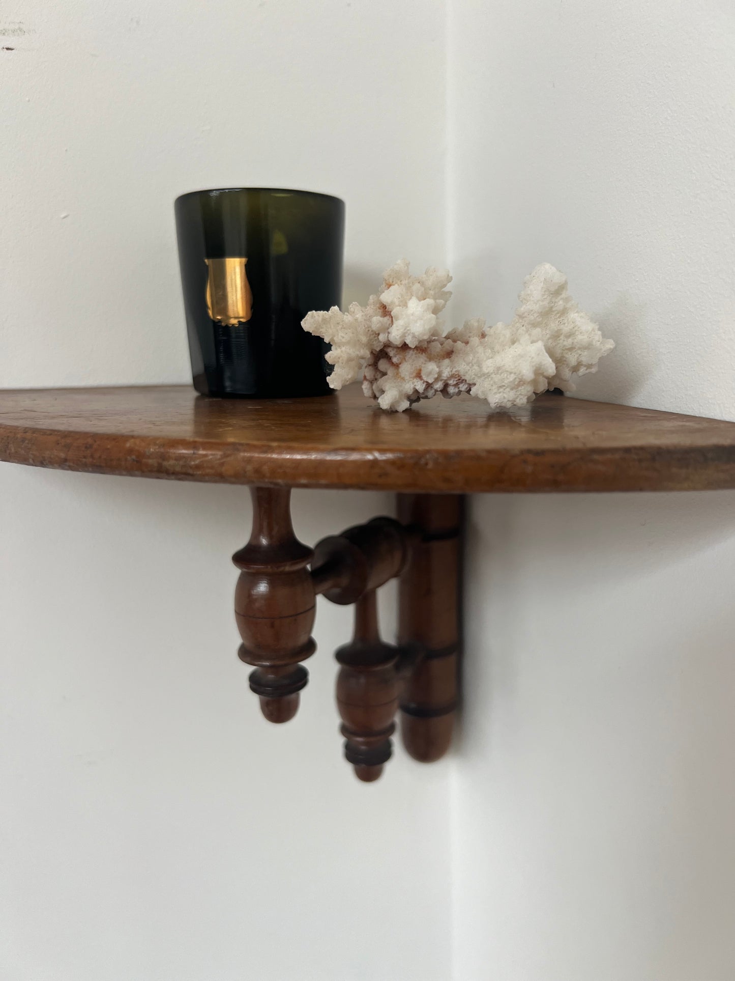Antique French Faux Bamboo Corner Shelf