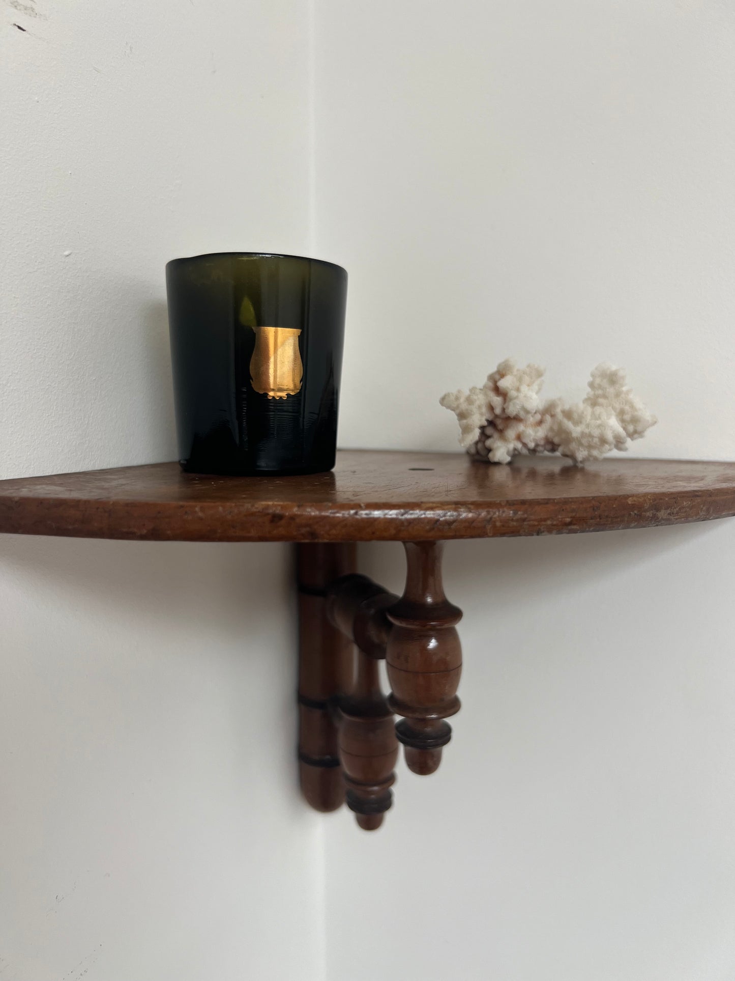 Antique French Faux Bamboo Corner Shelf