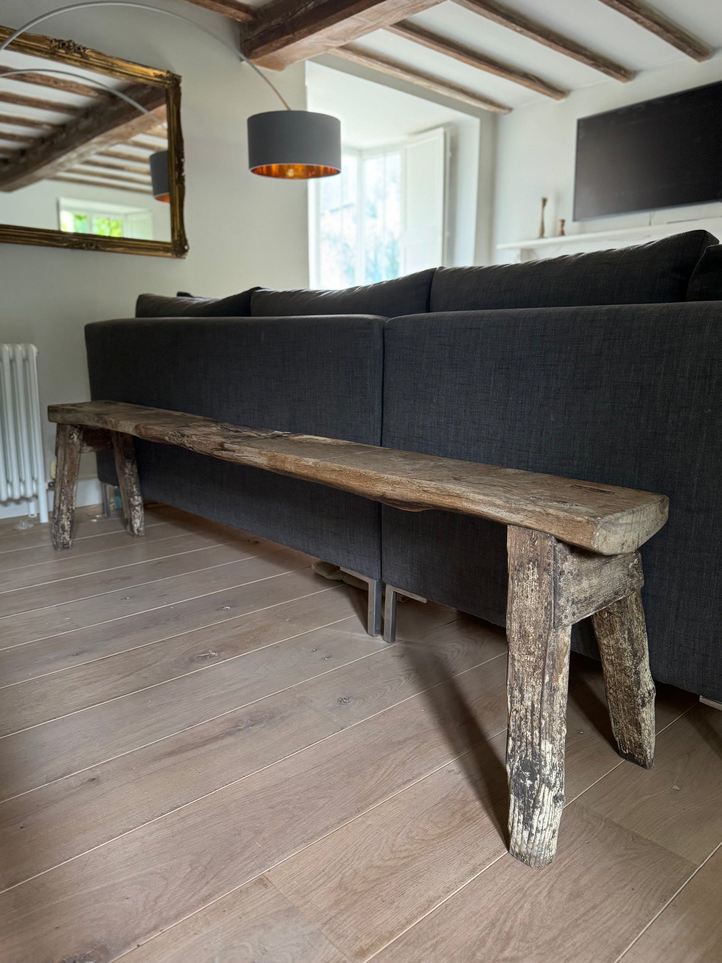 Vintage Large Primitive Pig Bench