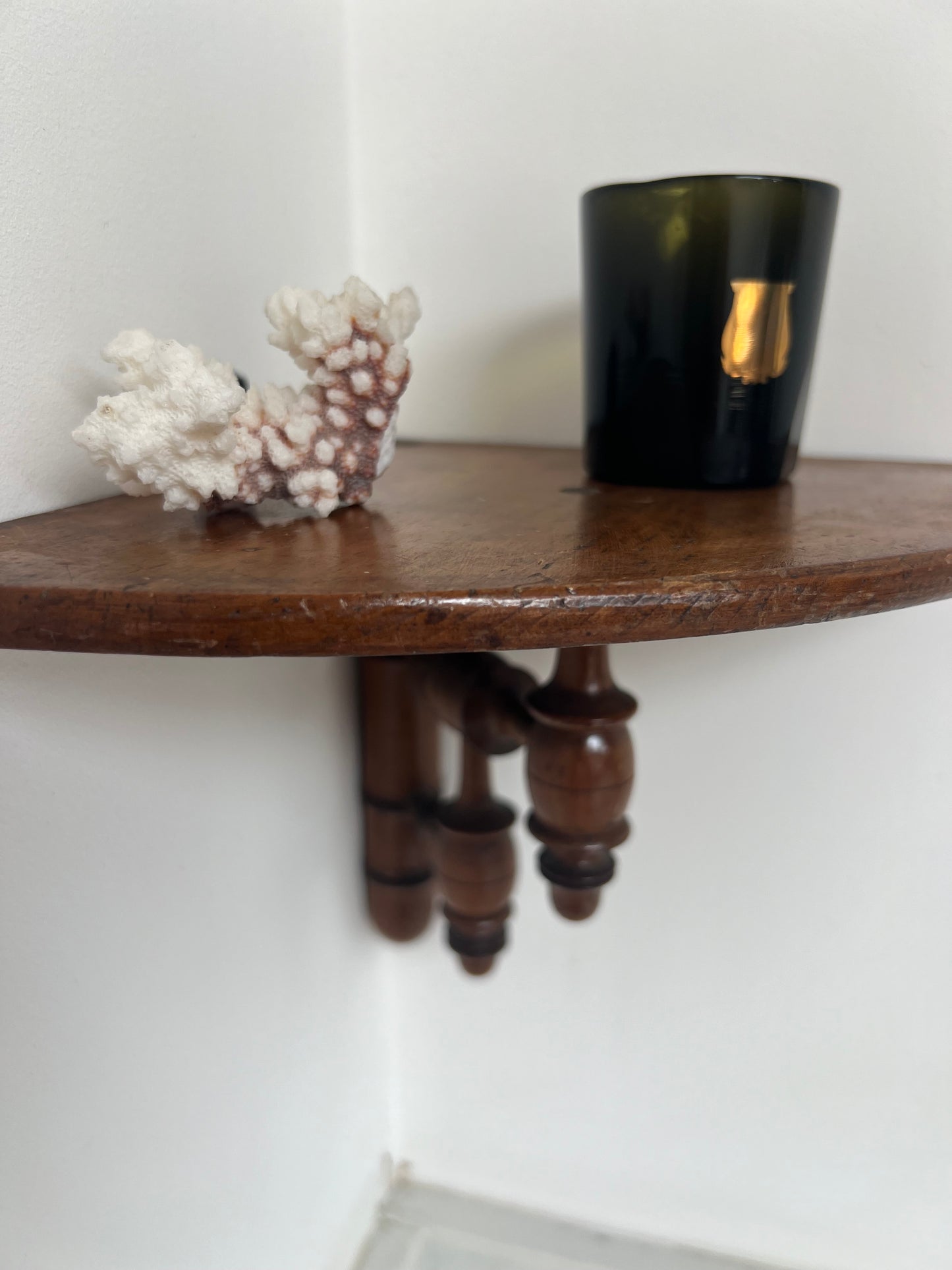 Antique French Faux Bamboo Corner Shelf