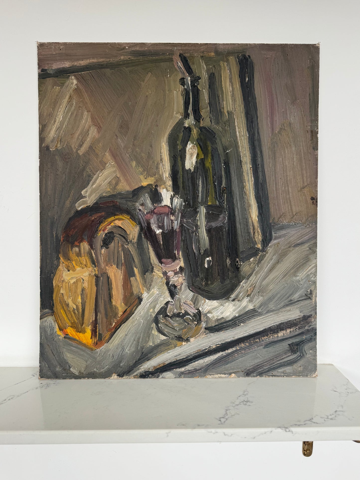 Vintage Mid Century Impasto Still Life Acrylic On Board