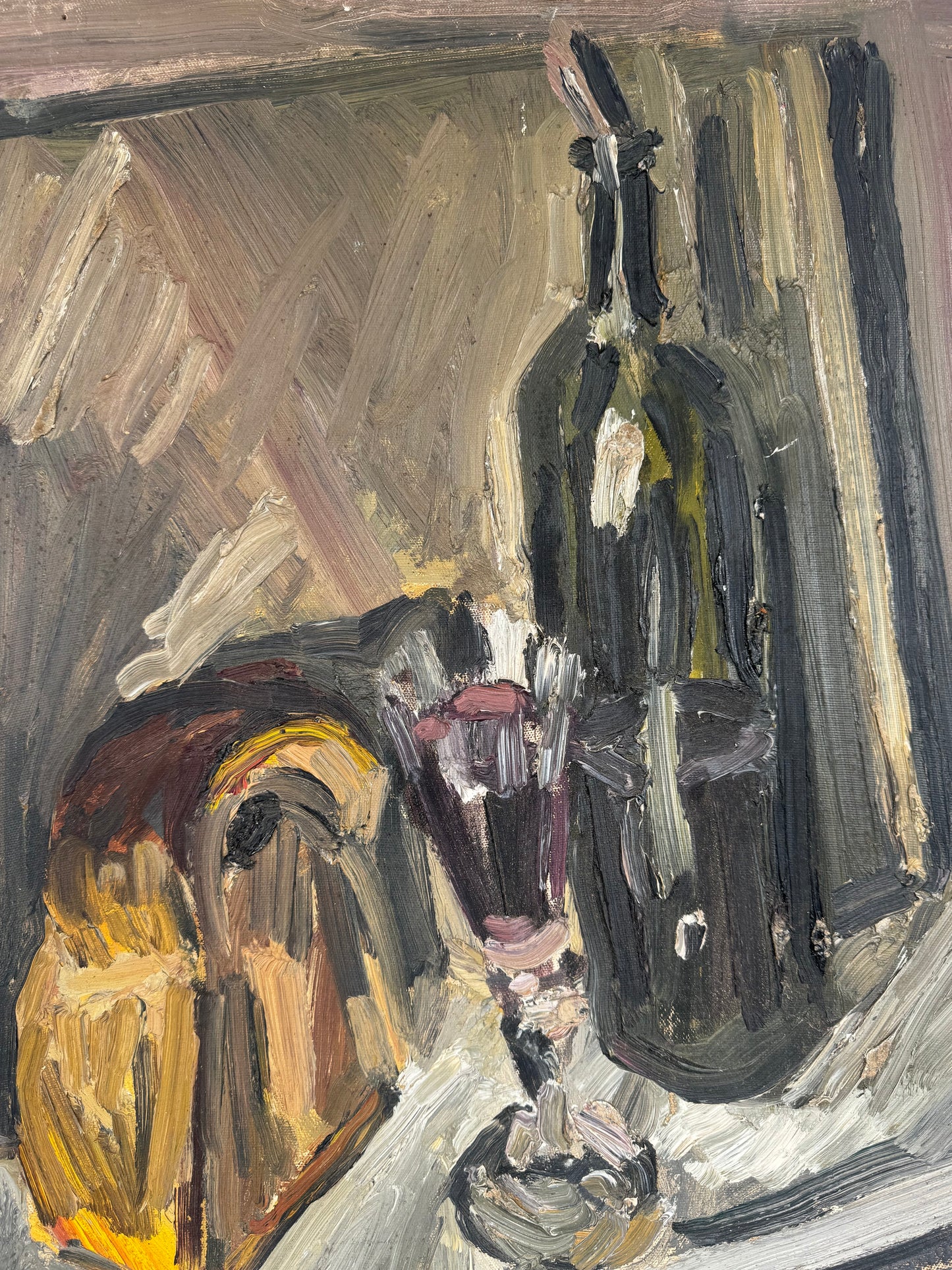 Vintage Mid Century Impasto Still Life Acrylic On Board