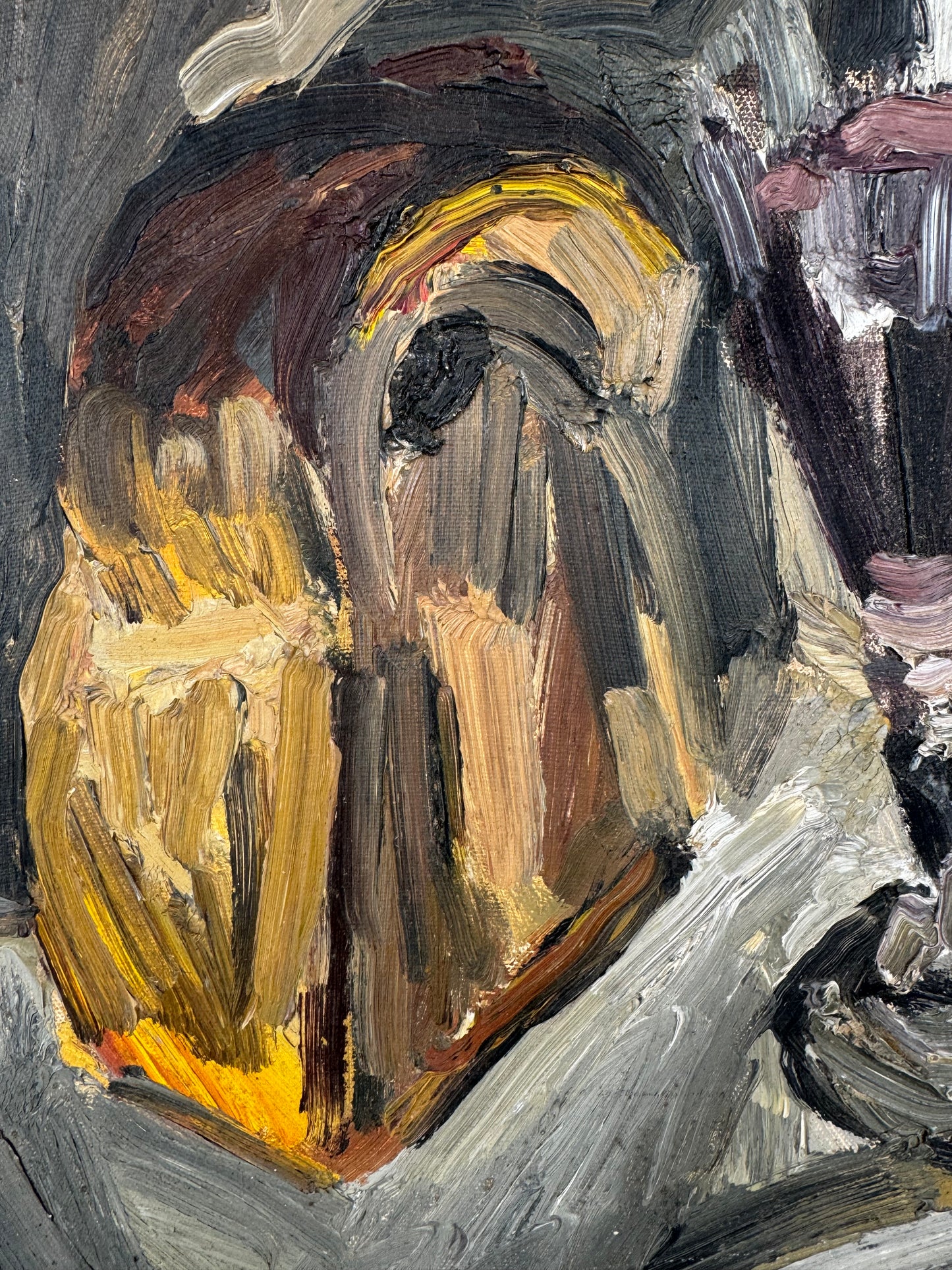Vintage Mid Century Impasto Still Life Acrylic On Board