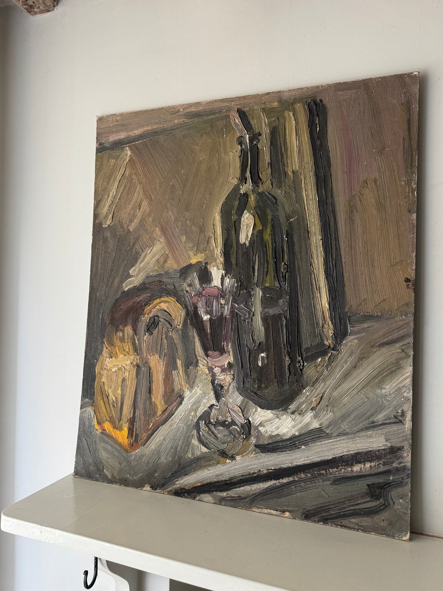 Vintage Mid Century Impasto Still Life Acrylic On Board