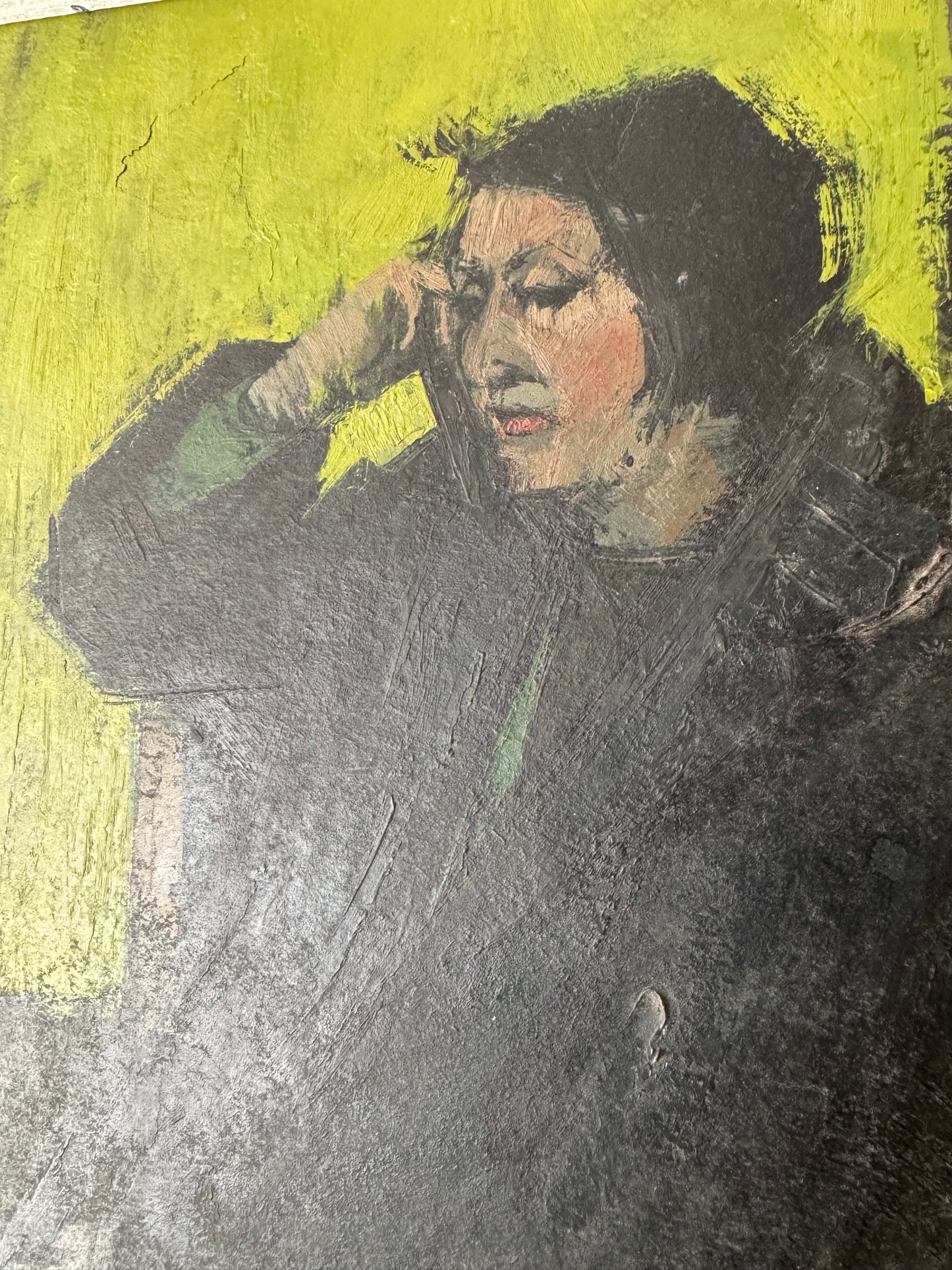 Vintage French Framed Seated Lady Study Oil On Paper