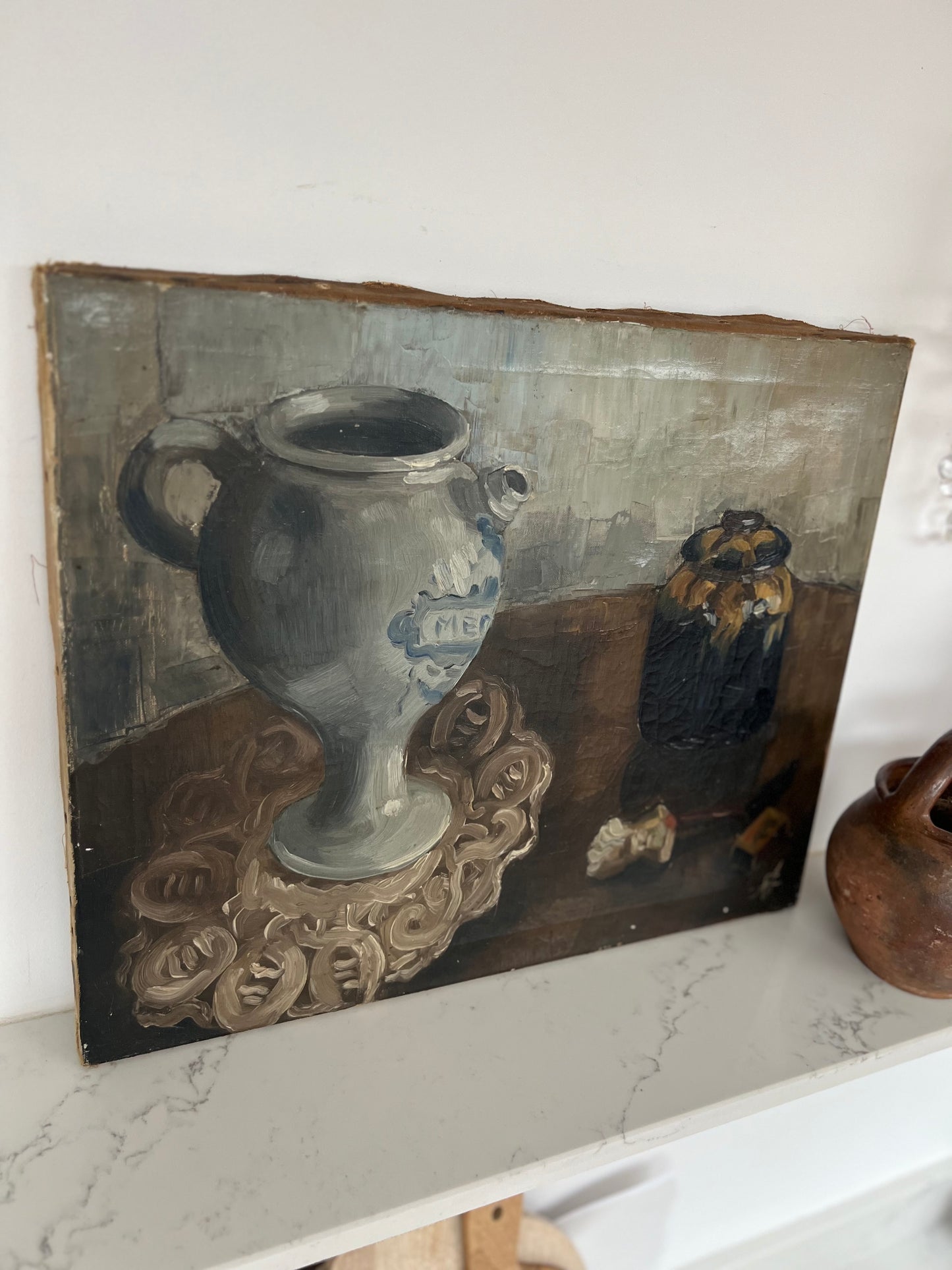 Vintage French Still Life Oil on Canvas