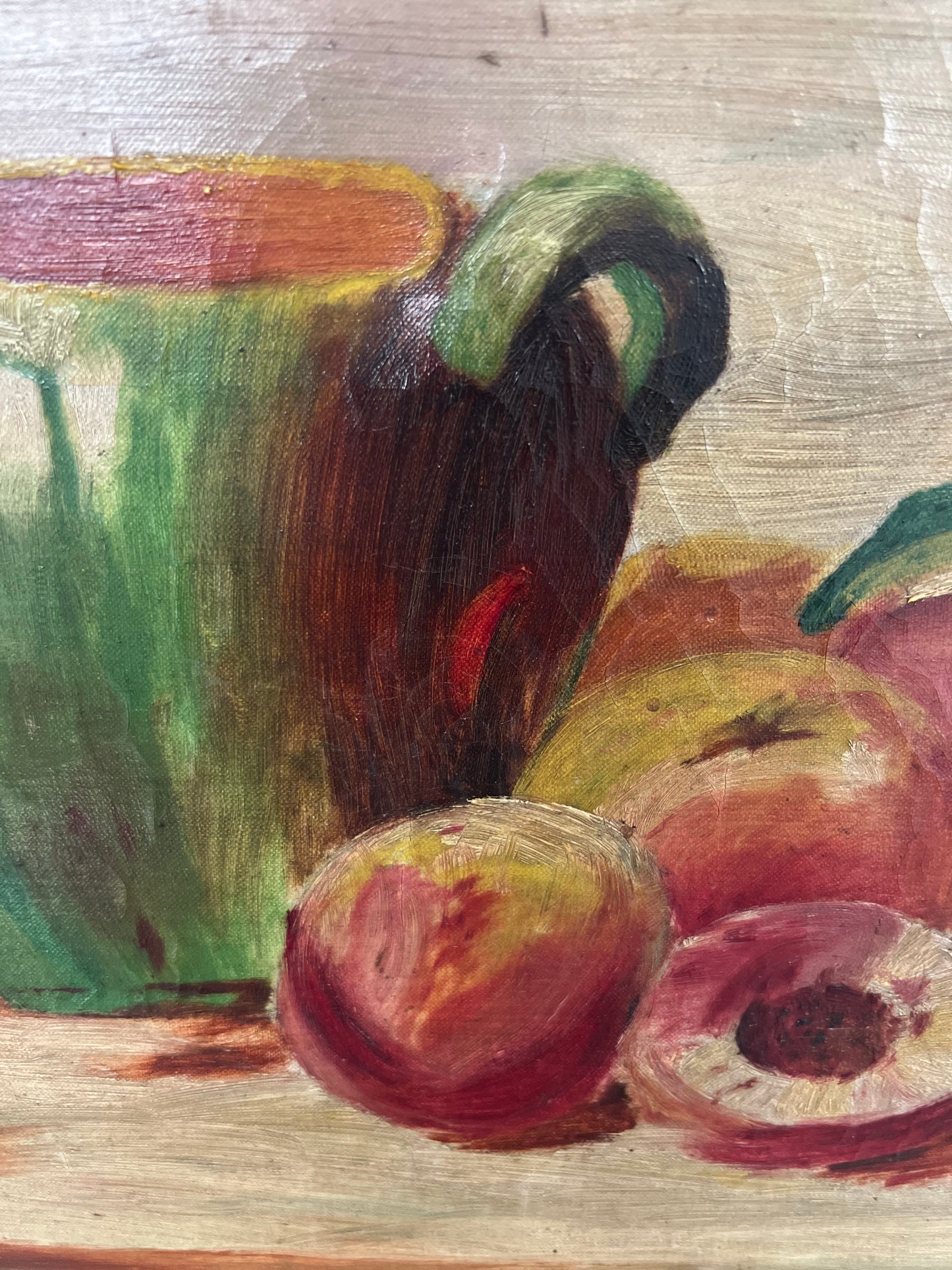 Vintage French Still Life Peaches Oil on Canvas