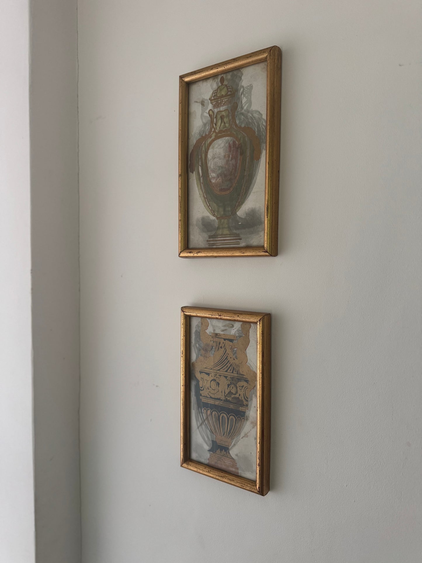 Pair Of Framed Decorative Vintage Urn Illustrations