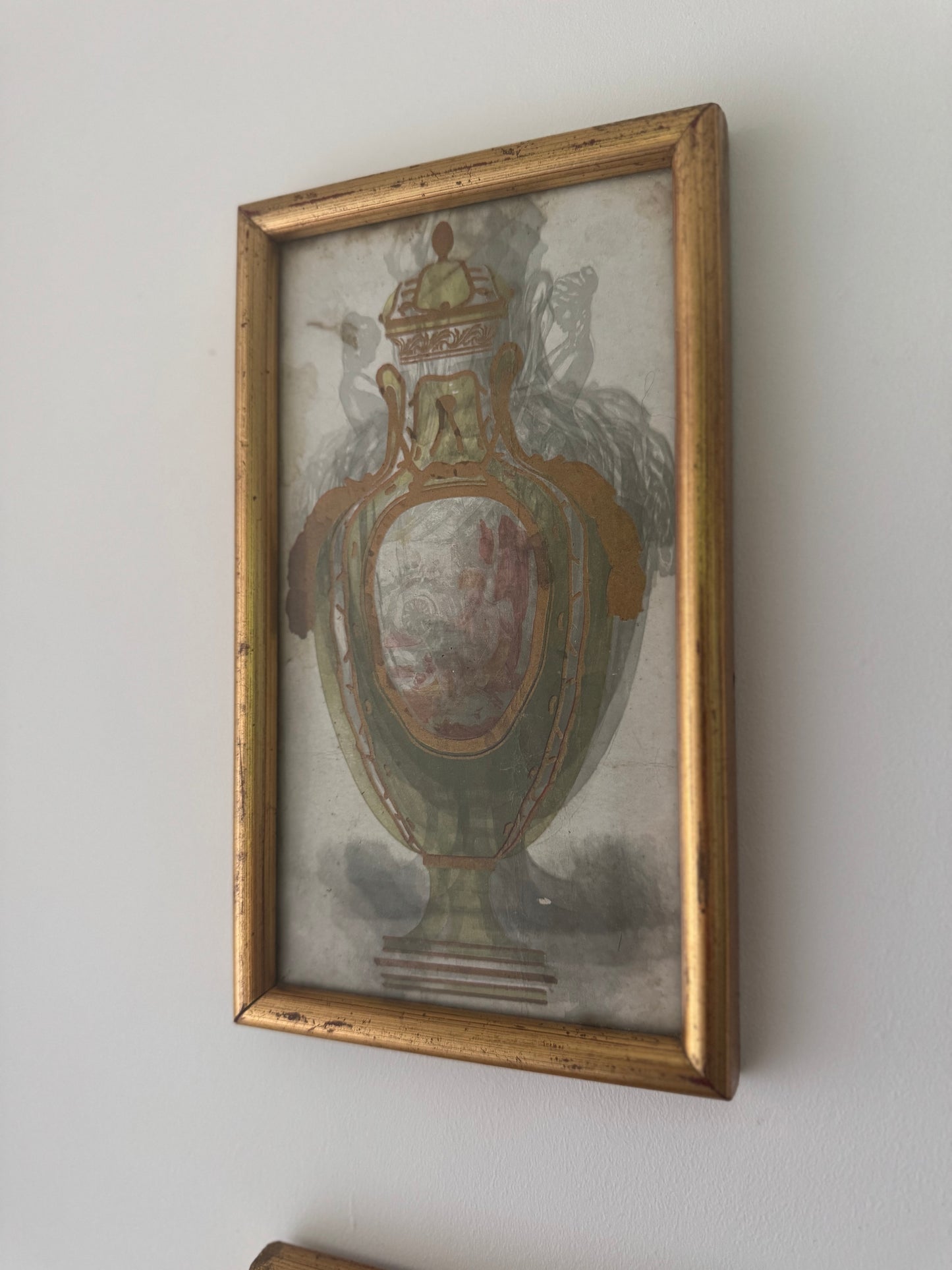 Pair Of Framed Decorative Vintage Urn Illustrations