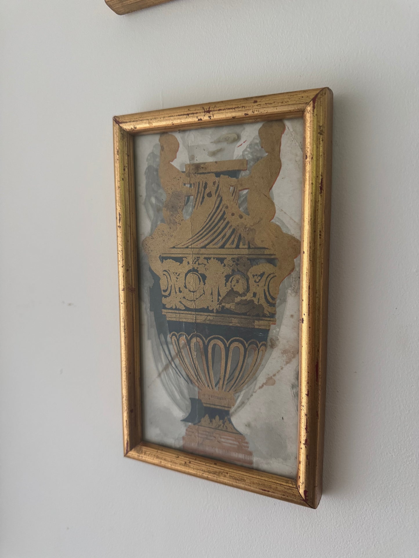 Pair Of Framed Decorative Vintage Urn Illustrations