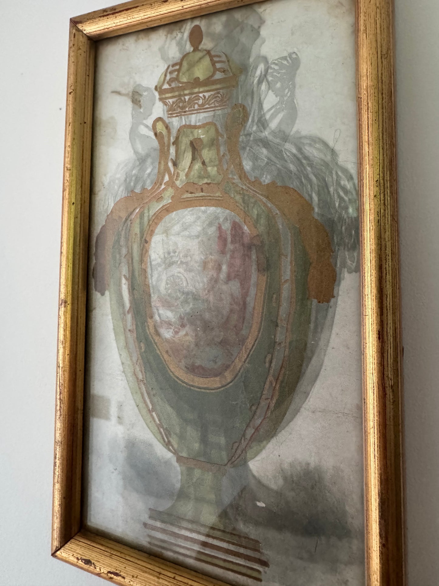 Pair Of Framed Decorative Vintage Urn Illustrations