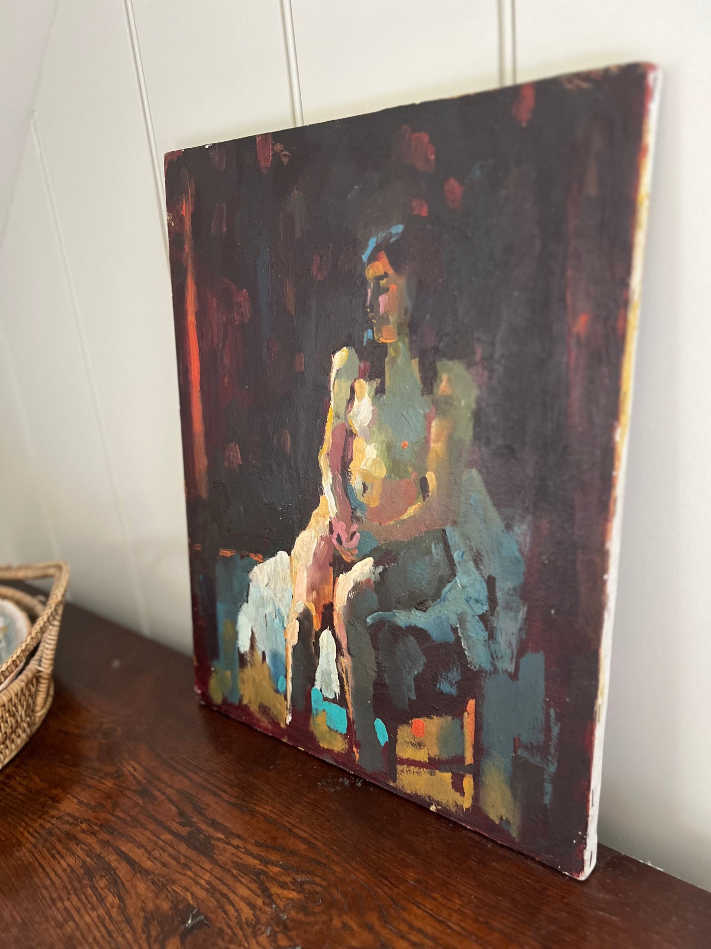 Beautiful 20th Century School Abstract Seated Nude Nude Oil On Canvas