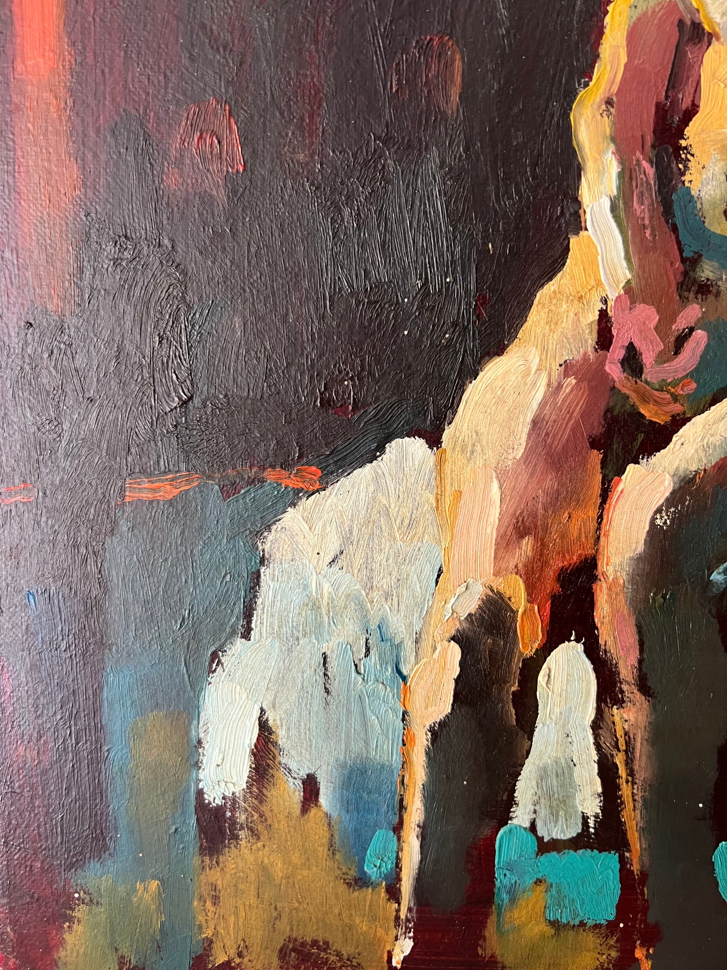 Beautiful 20th Century School Abstract Seated Nude Oil On Canvas