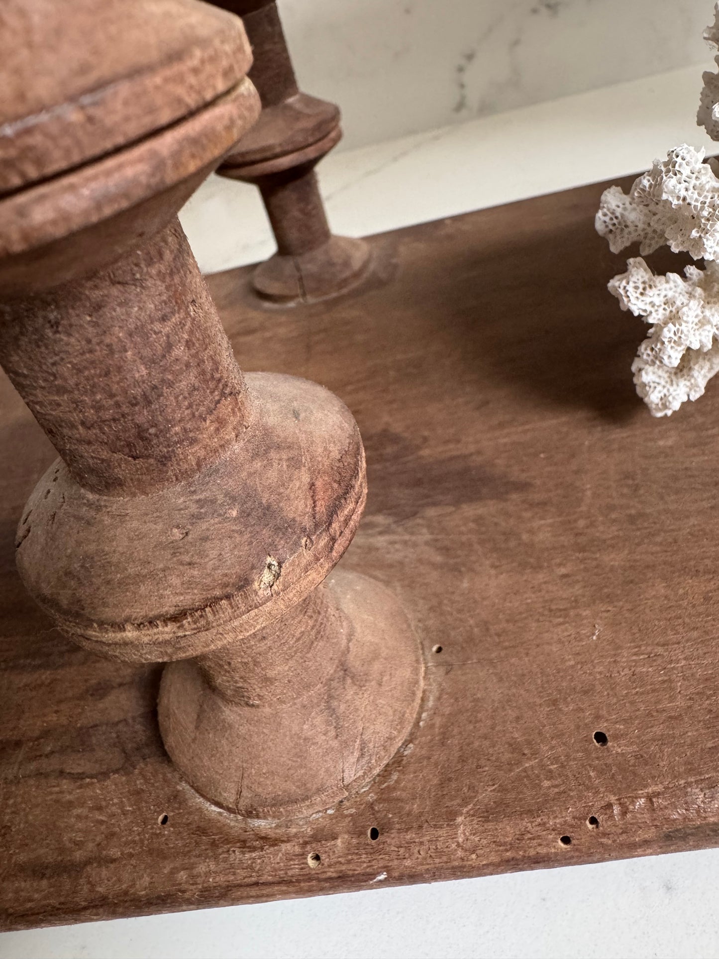 Vintage French Bobbin Spool Hanging Shelves