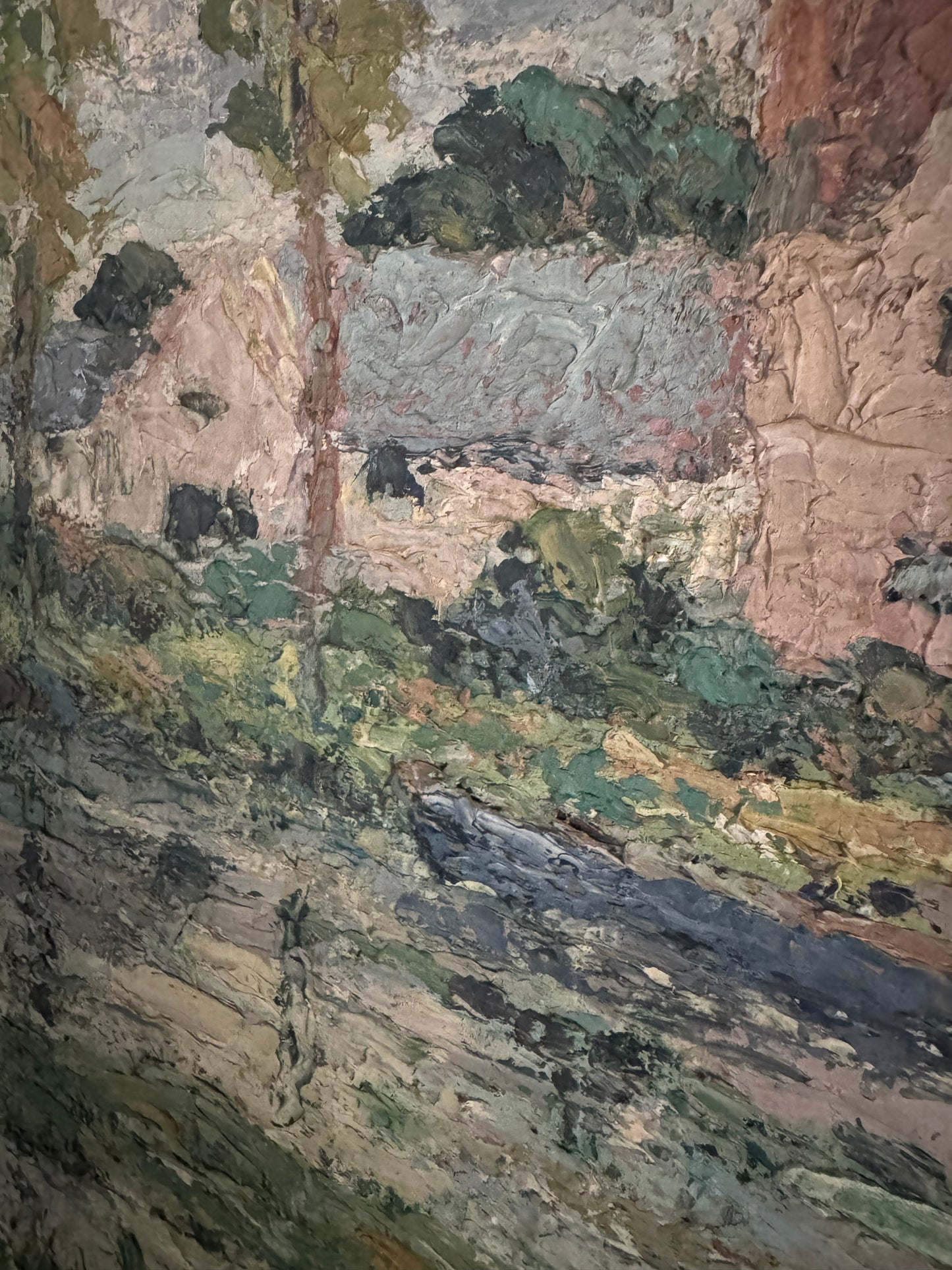 Vintage Impasto Rural Scene Oil on Canvas