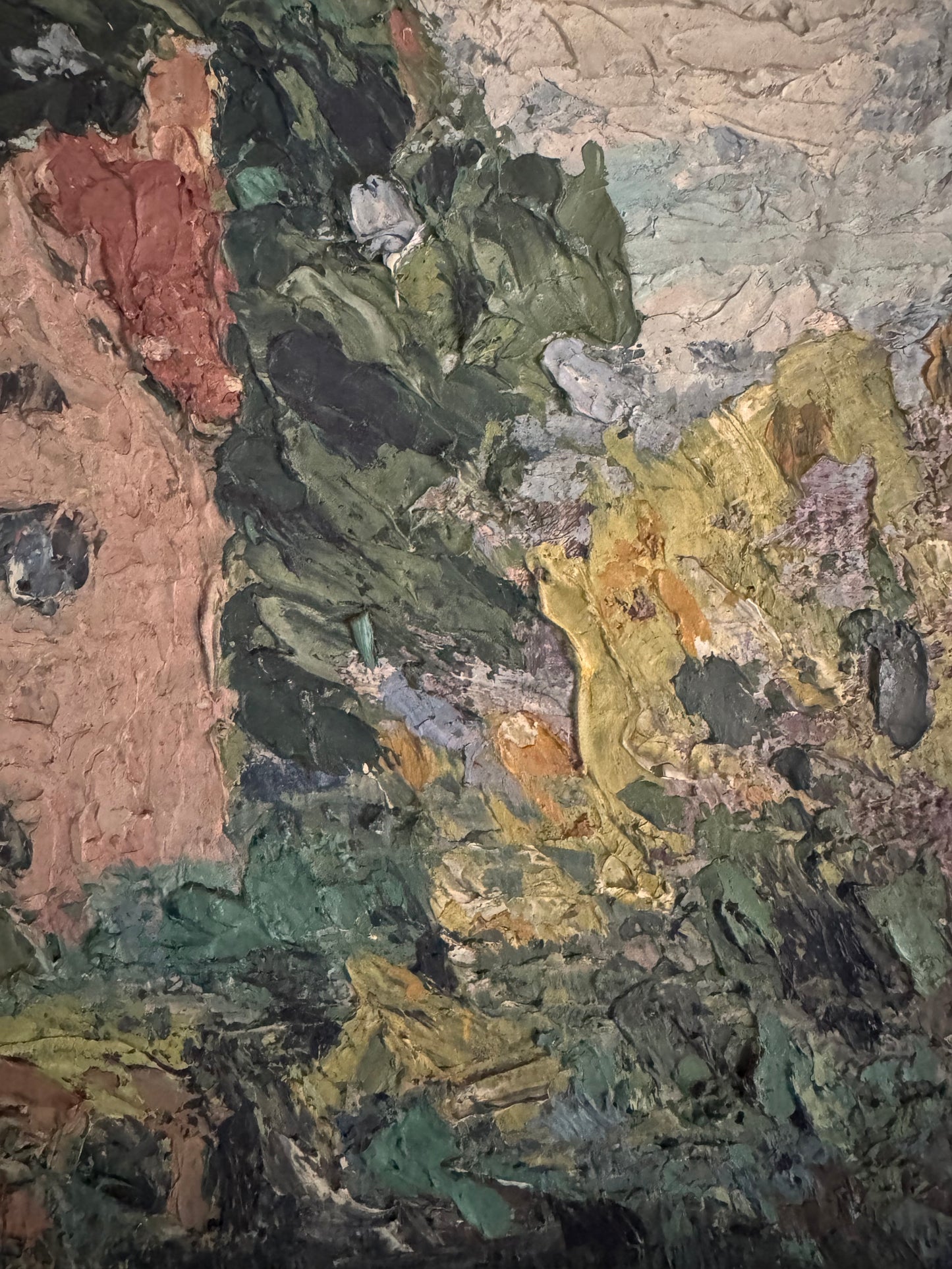 Vintage Impasto Rural Scene Oil on Canvas