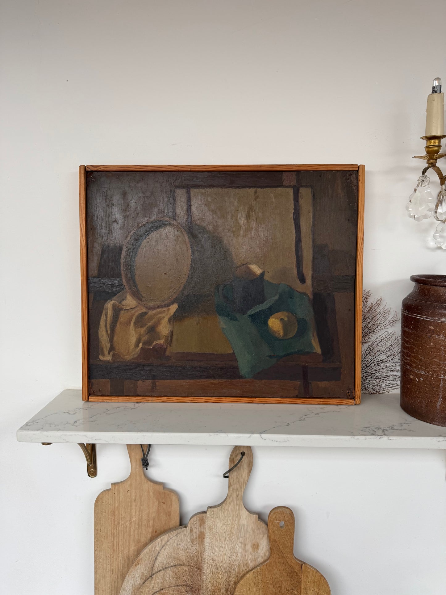 Vintage Mid Century Still Life Oil On Canvas Framed