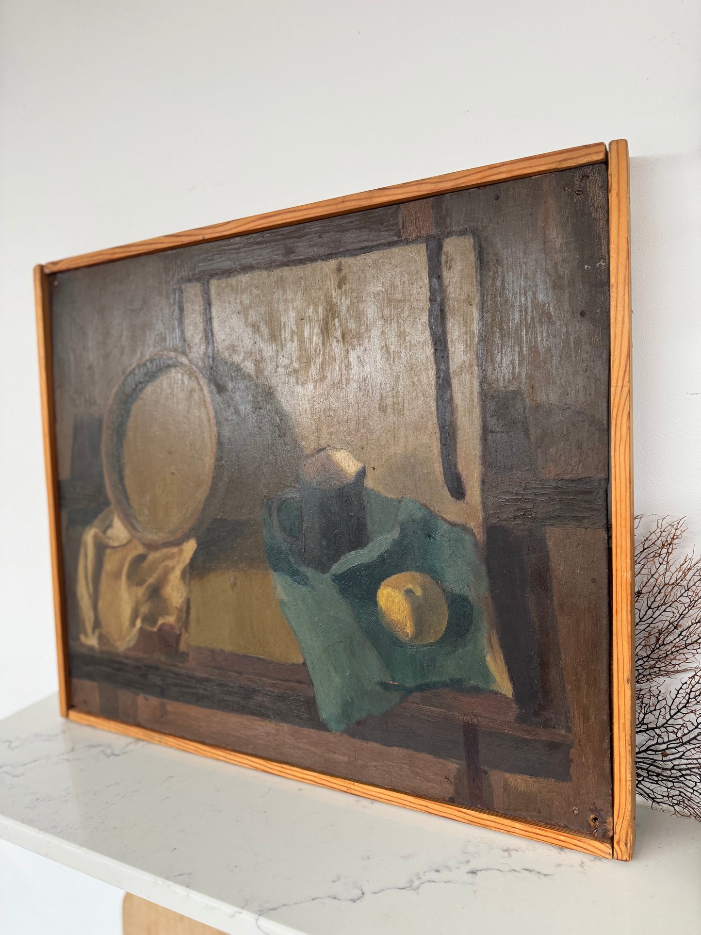 Vintage Mid Century Still Life Oil On Canvas Framed
