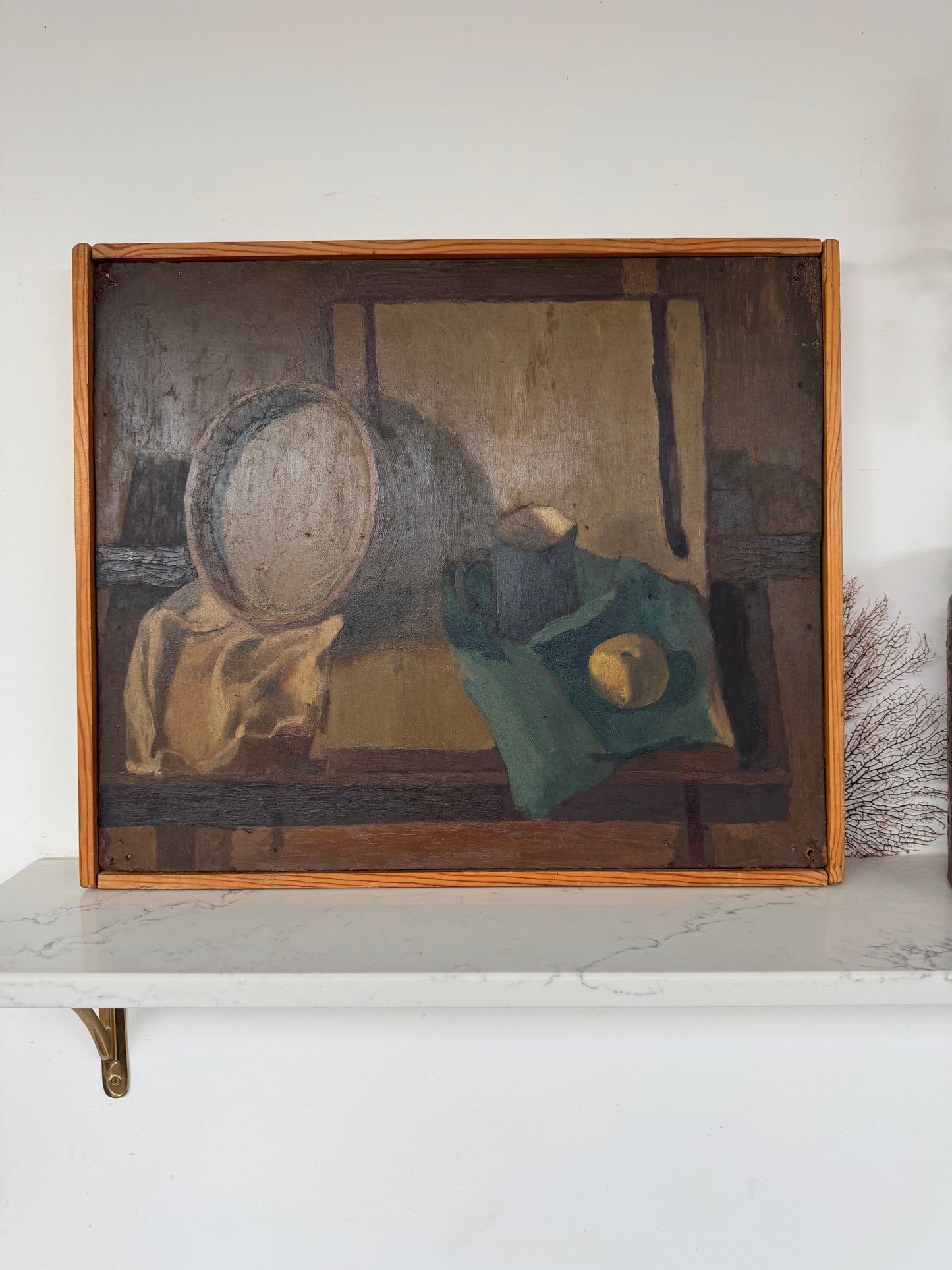 Vintage Mid Century Still Life Oil On Canvas Framed
