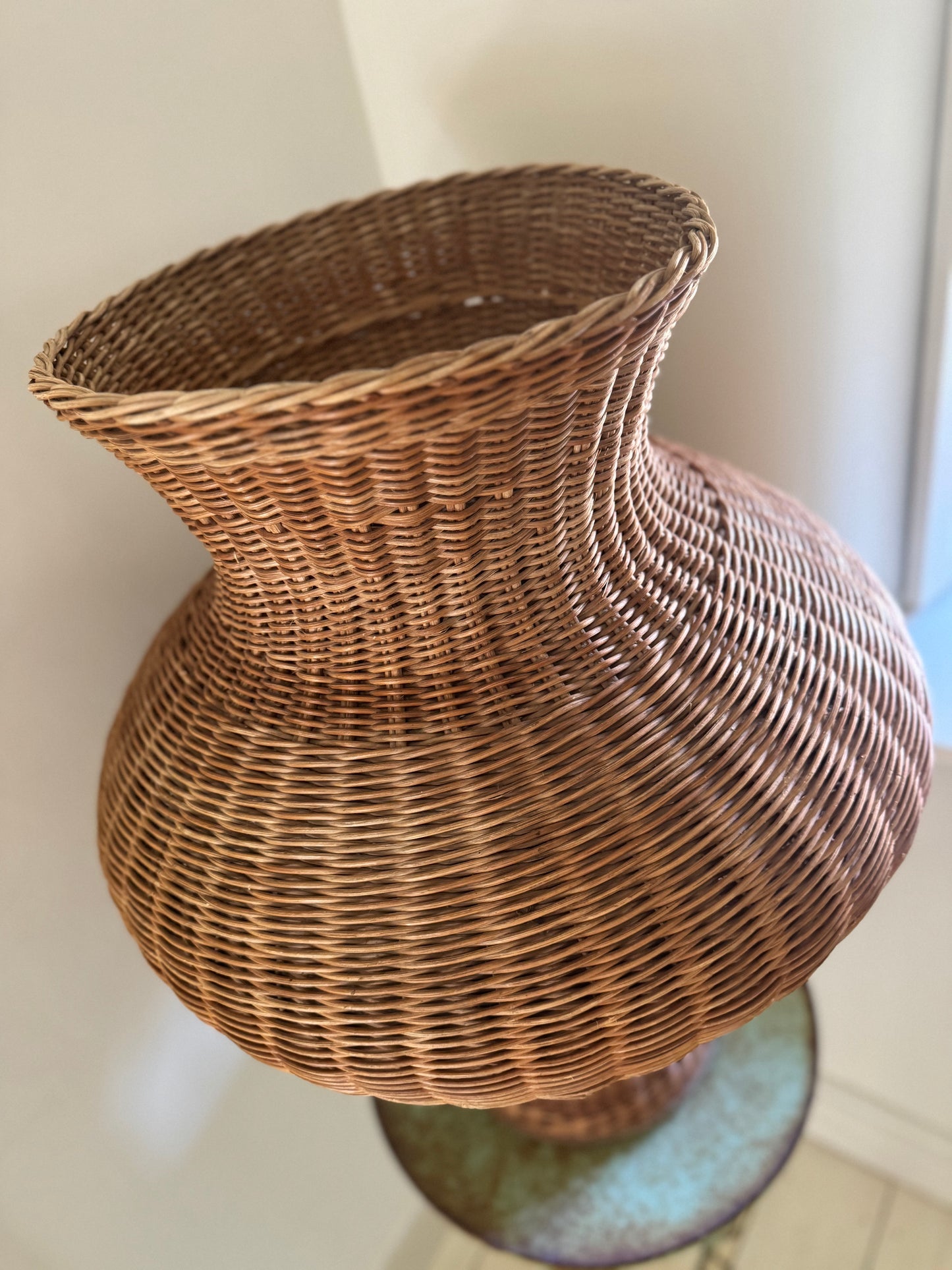 Very Large Vintage Rattan Vase